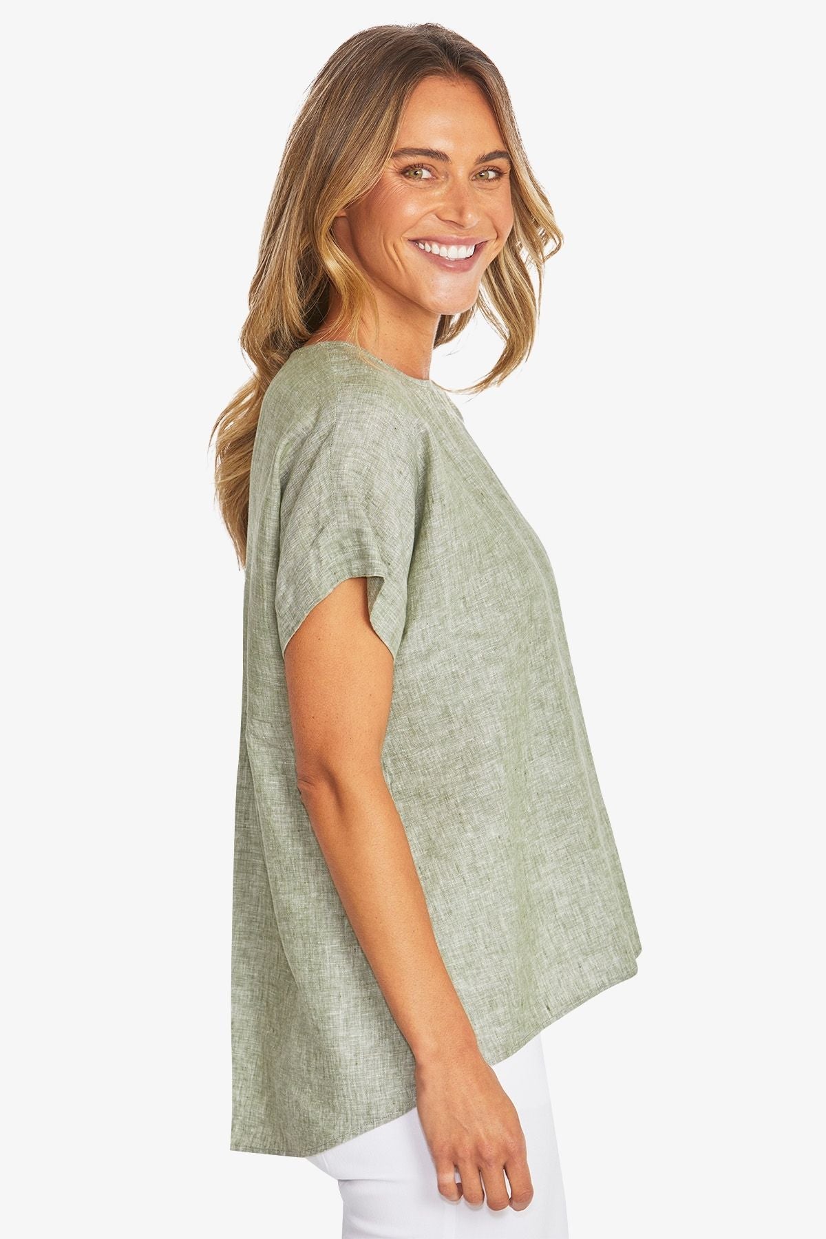 Womens Misty Linen Top Green P595341