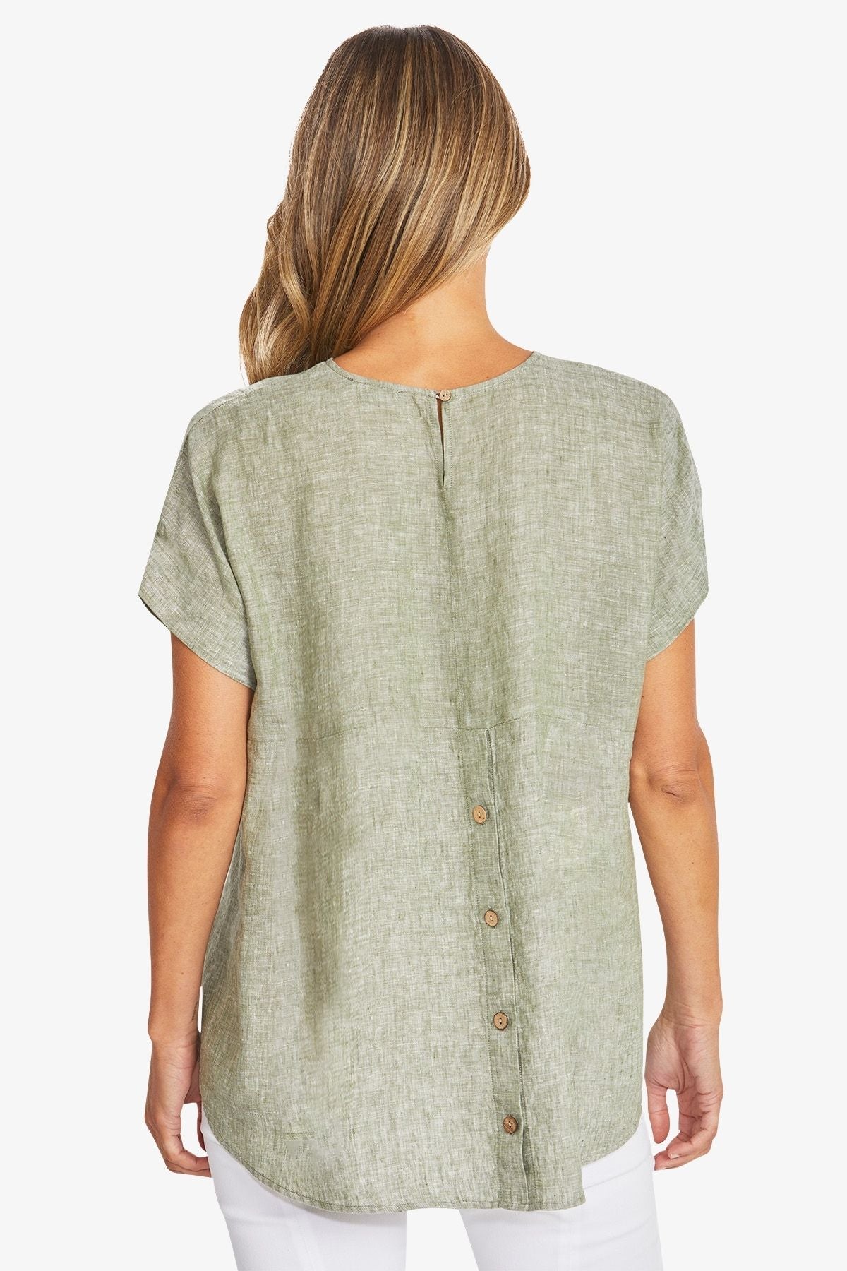 Womens Misty Linen Top Green P595341