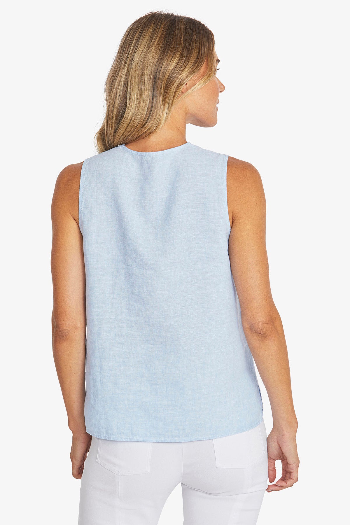 Womens Linen Sleeveless Top Blue P595342