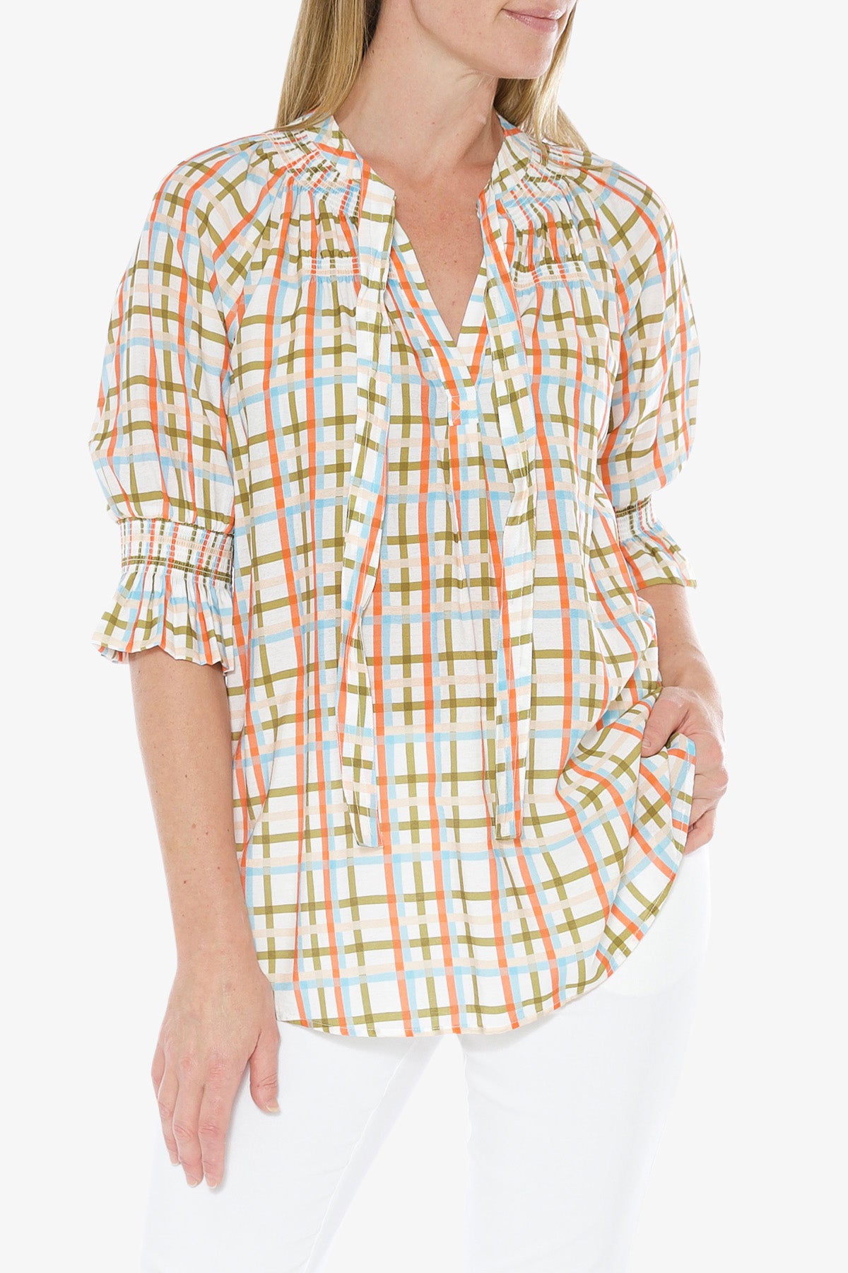 Blouse Window Pane Print