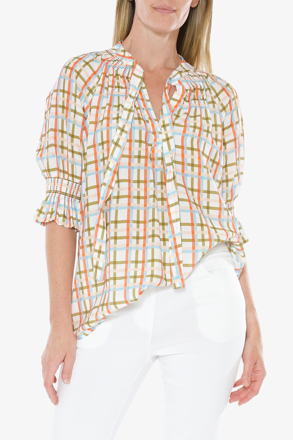 Blouse Window Pane Print