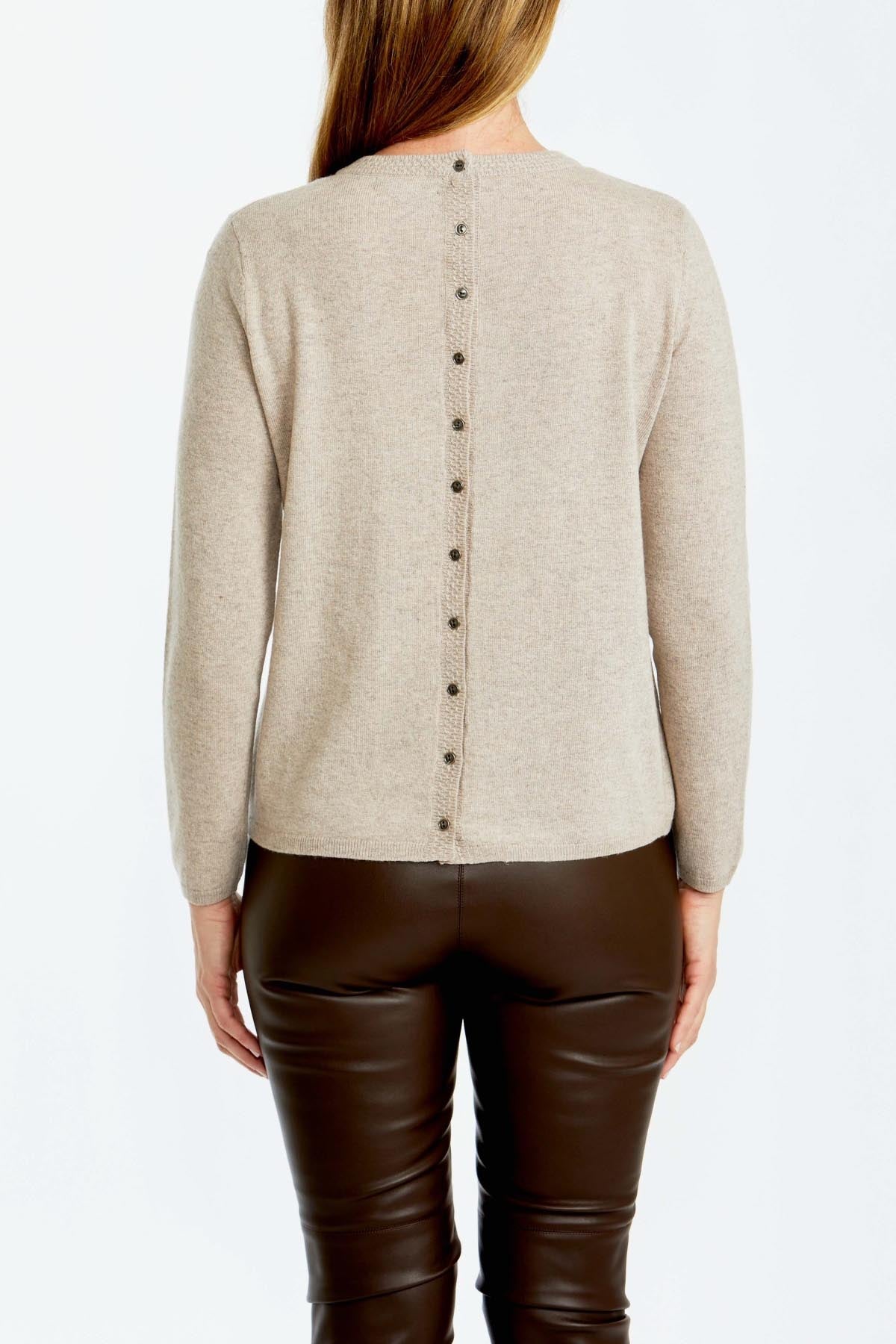 Women's Button Back Pullover Oatmeal
