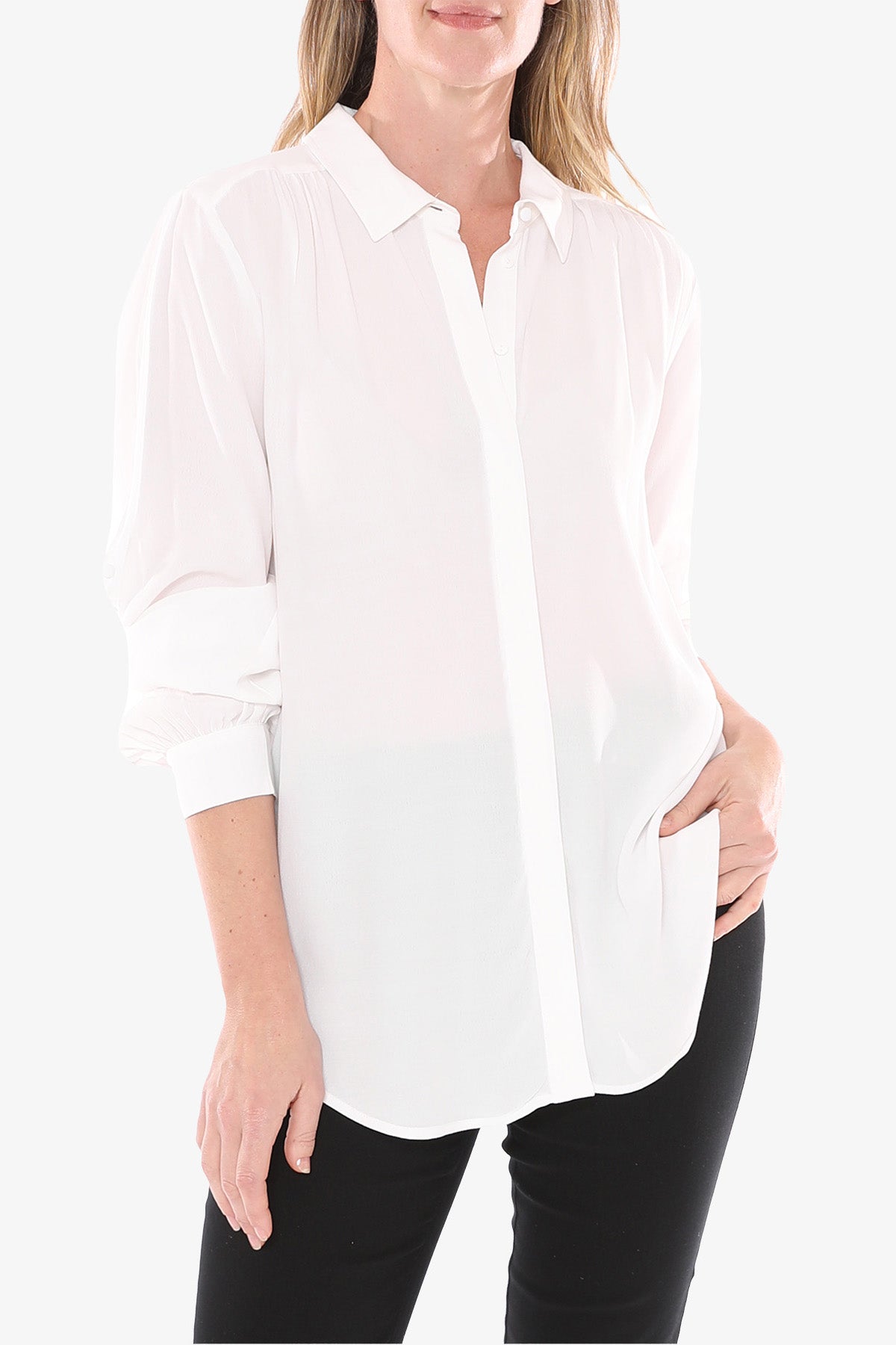 Women's Button Sleeve Shirt in Ferrari Ivory