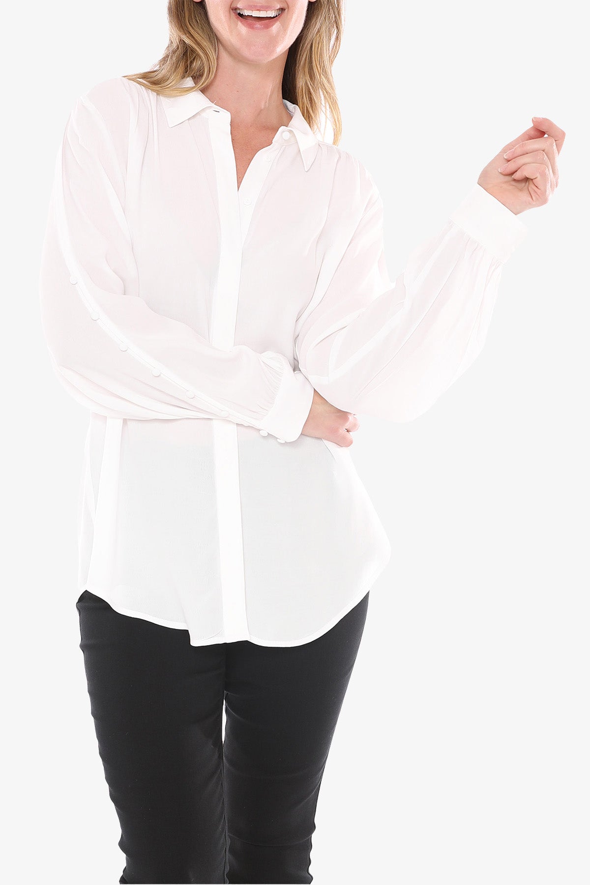 Women's Button Sleeve Shirt in Ferrari Ivory