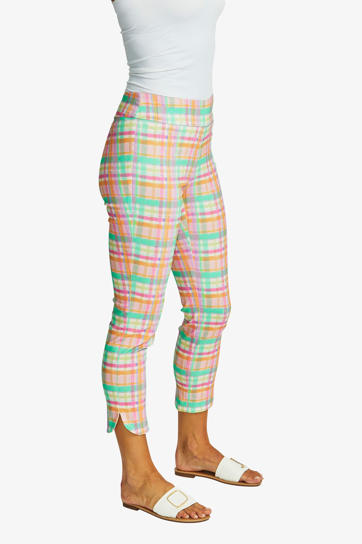 Women's Check Pull On Pant Checkerboard in Multicolour | Lizzy