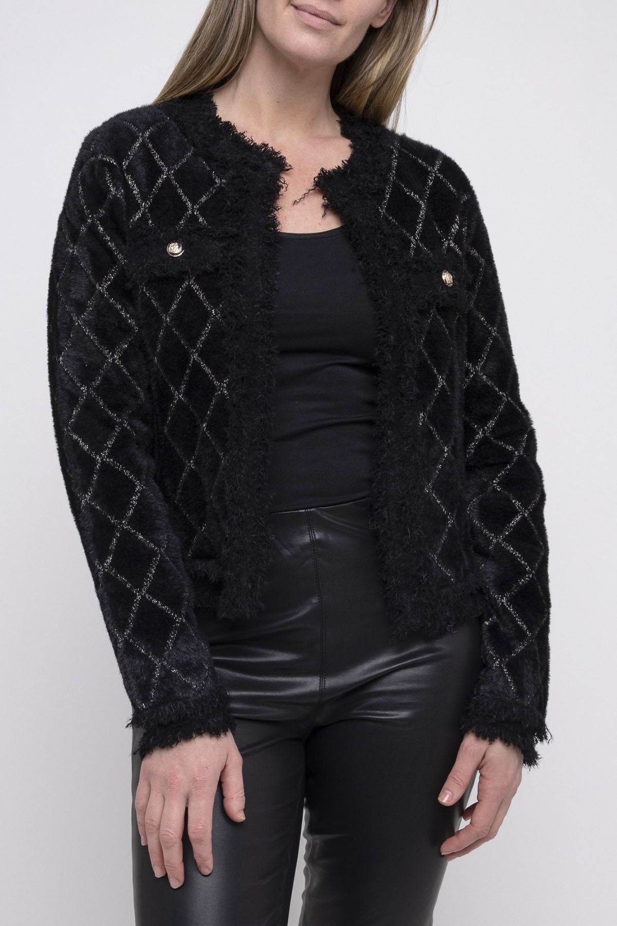 Crop Bolero Cardigan Black / Gold