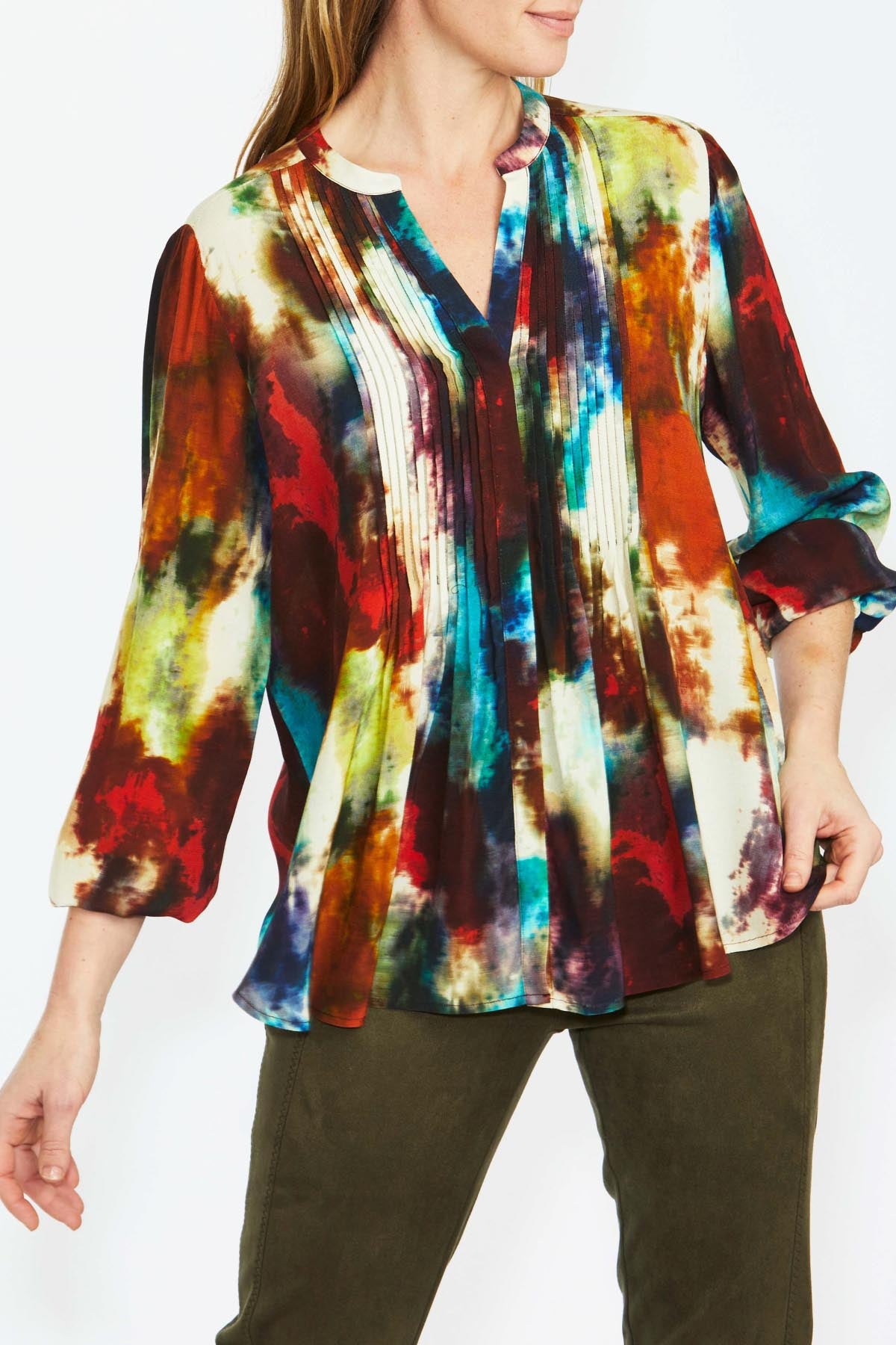 Women's V-Neck Eden Print Blouse