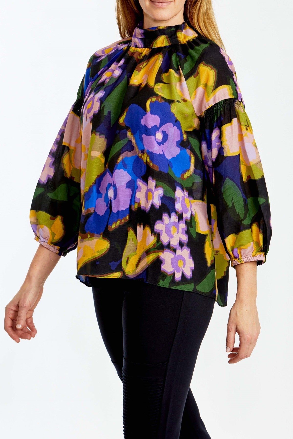 Floral Art Print Blouse Floral Art