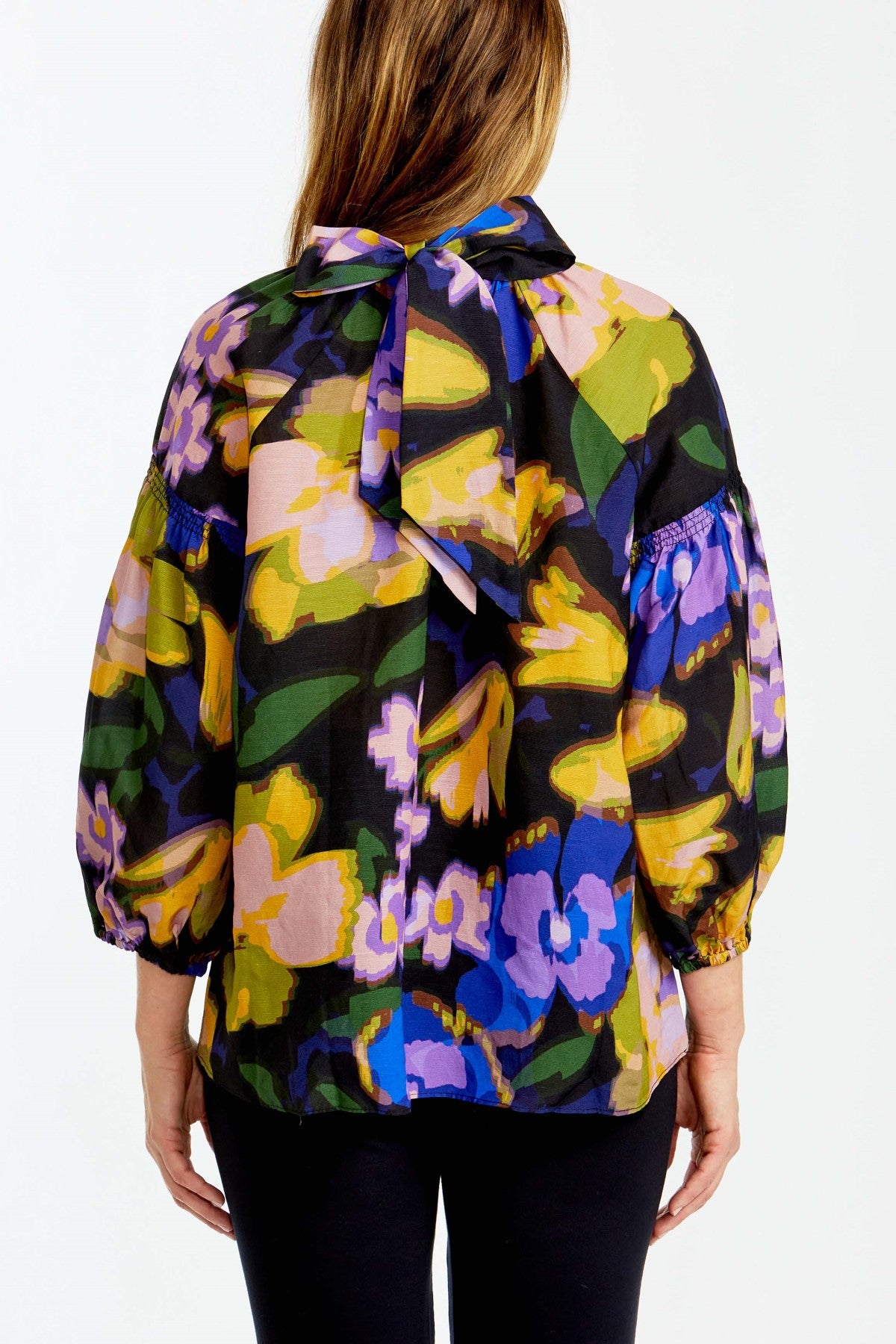 Floral Art Print Blouse Floral Art