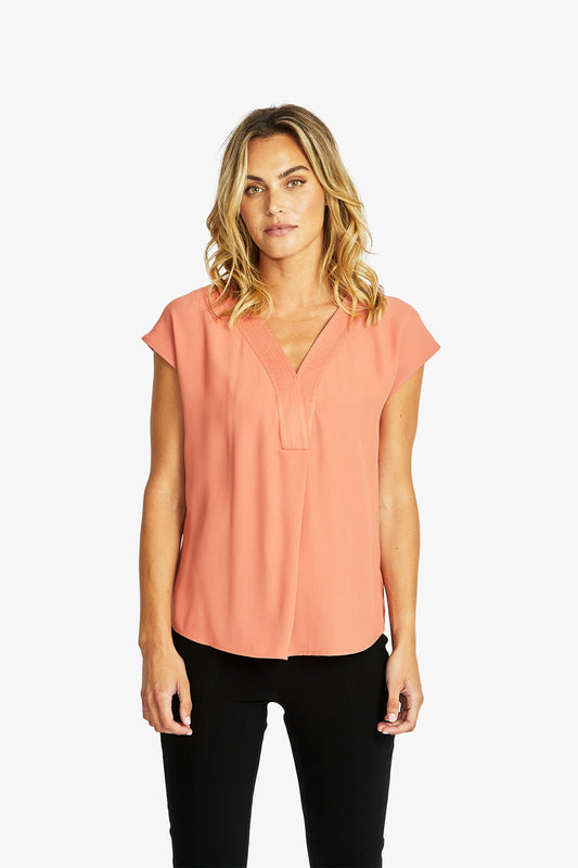 Helen V-Neck Slinky Top in Sienna