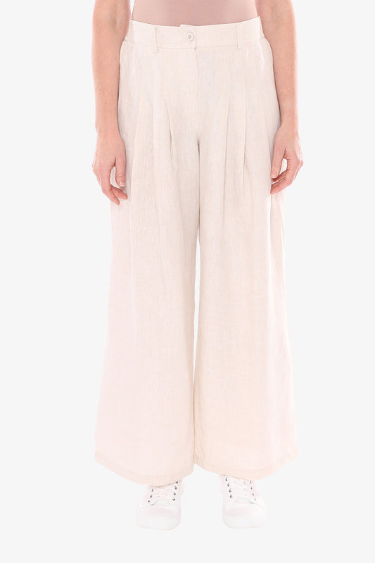 Women's Linen Palazzo Pant in Flax