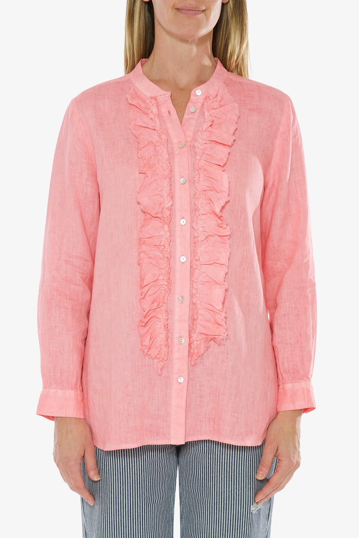 Linen Ruffle Blouse Cosmopolitan
