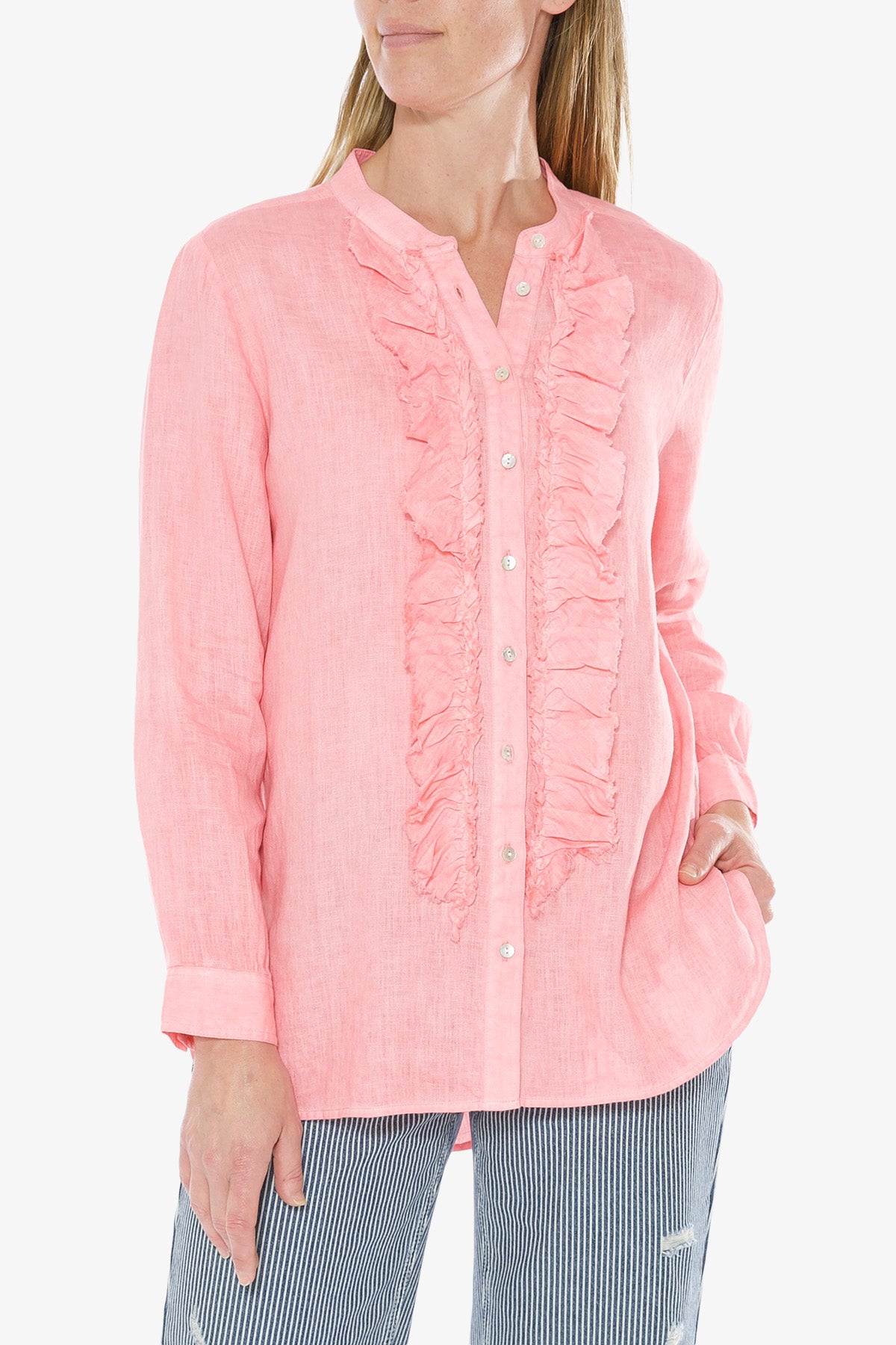 Linen Ruffle Blouse Cosmopolitan