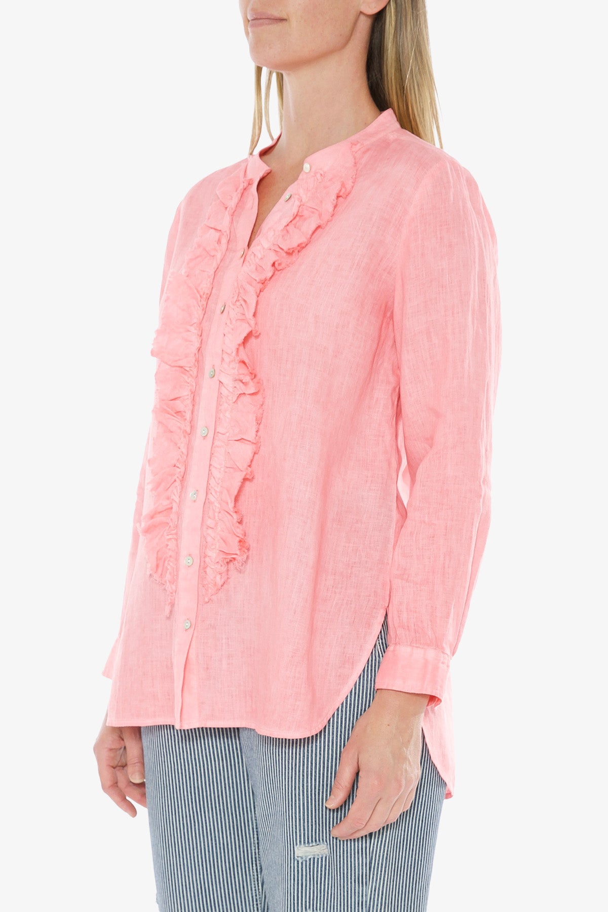 Linen Ruffle Blouse Cosmopolitan