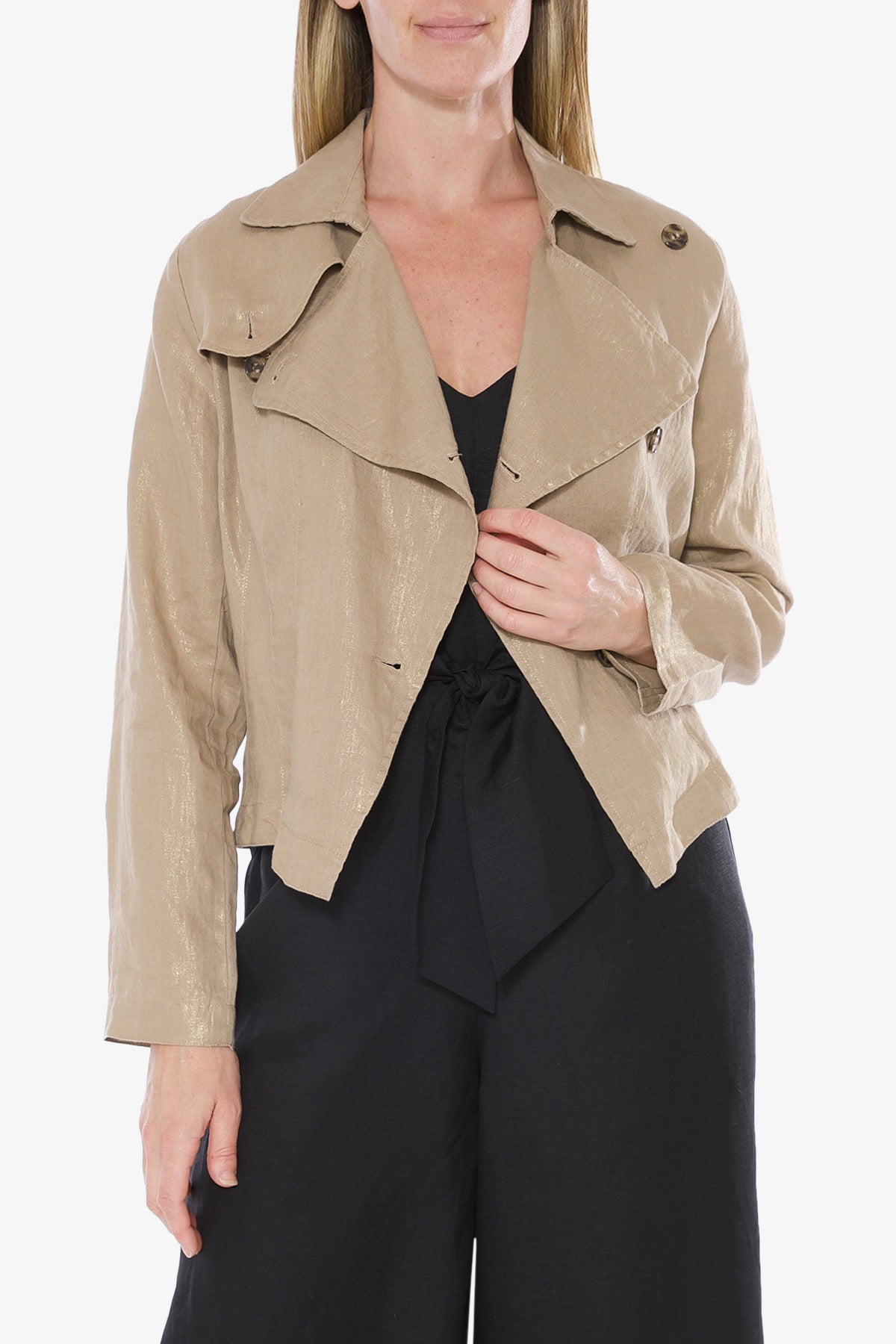 Metallic Linen Jacket Safari Foil