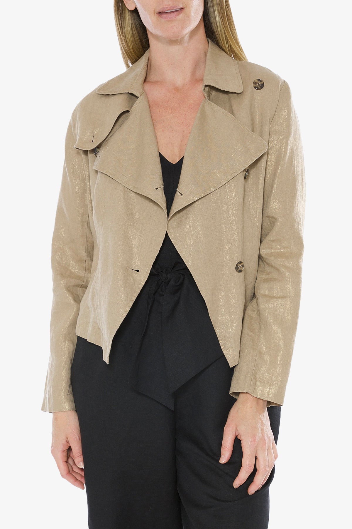 Metallic Linen Jacket Safari Foil