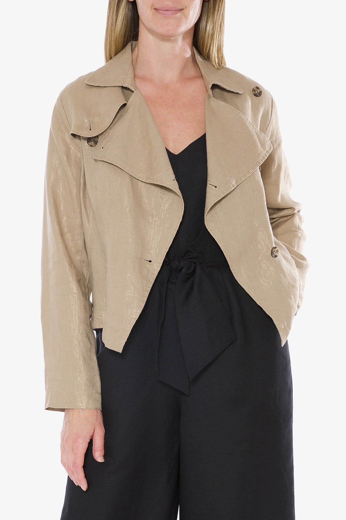 Metallic Linen Jacket Safari Foil
