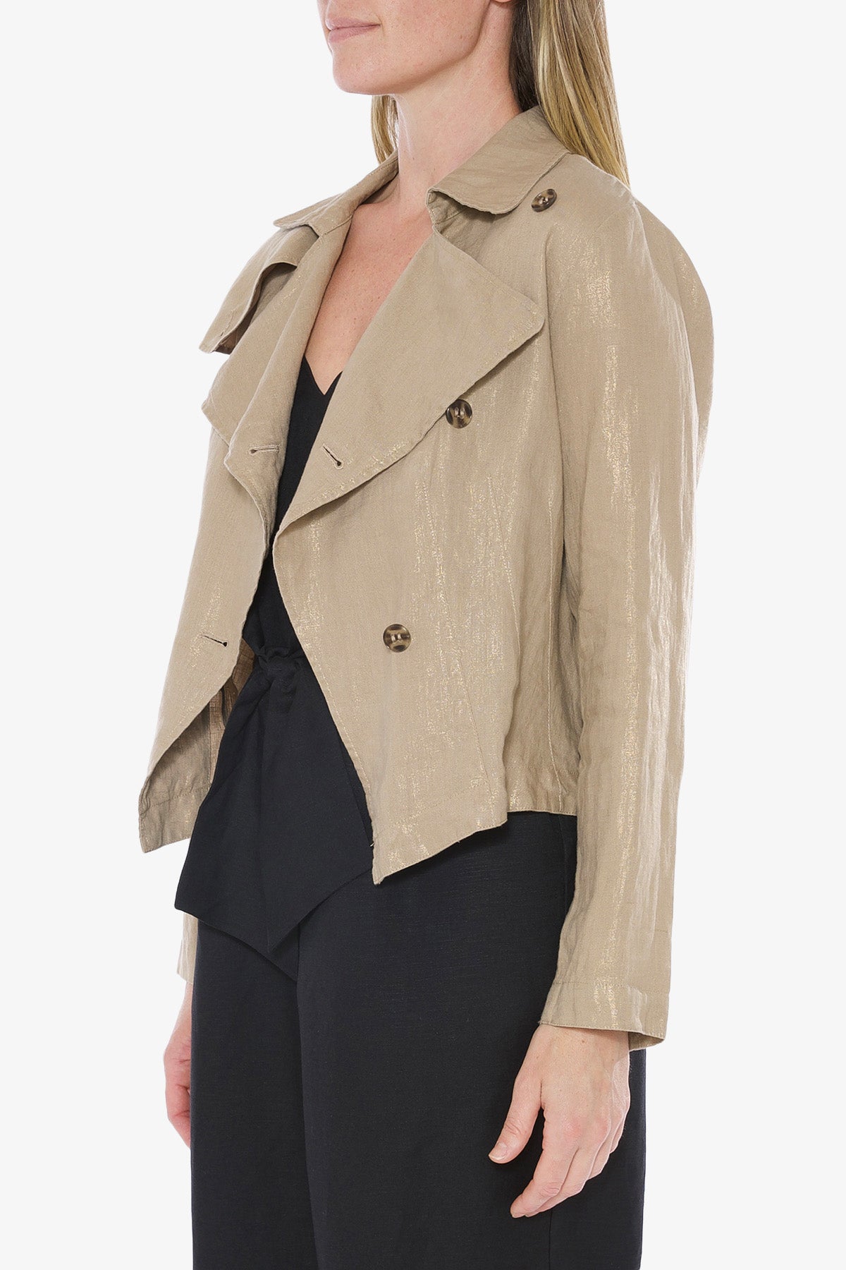 Metallic Linen Jacket Safari Foil