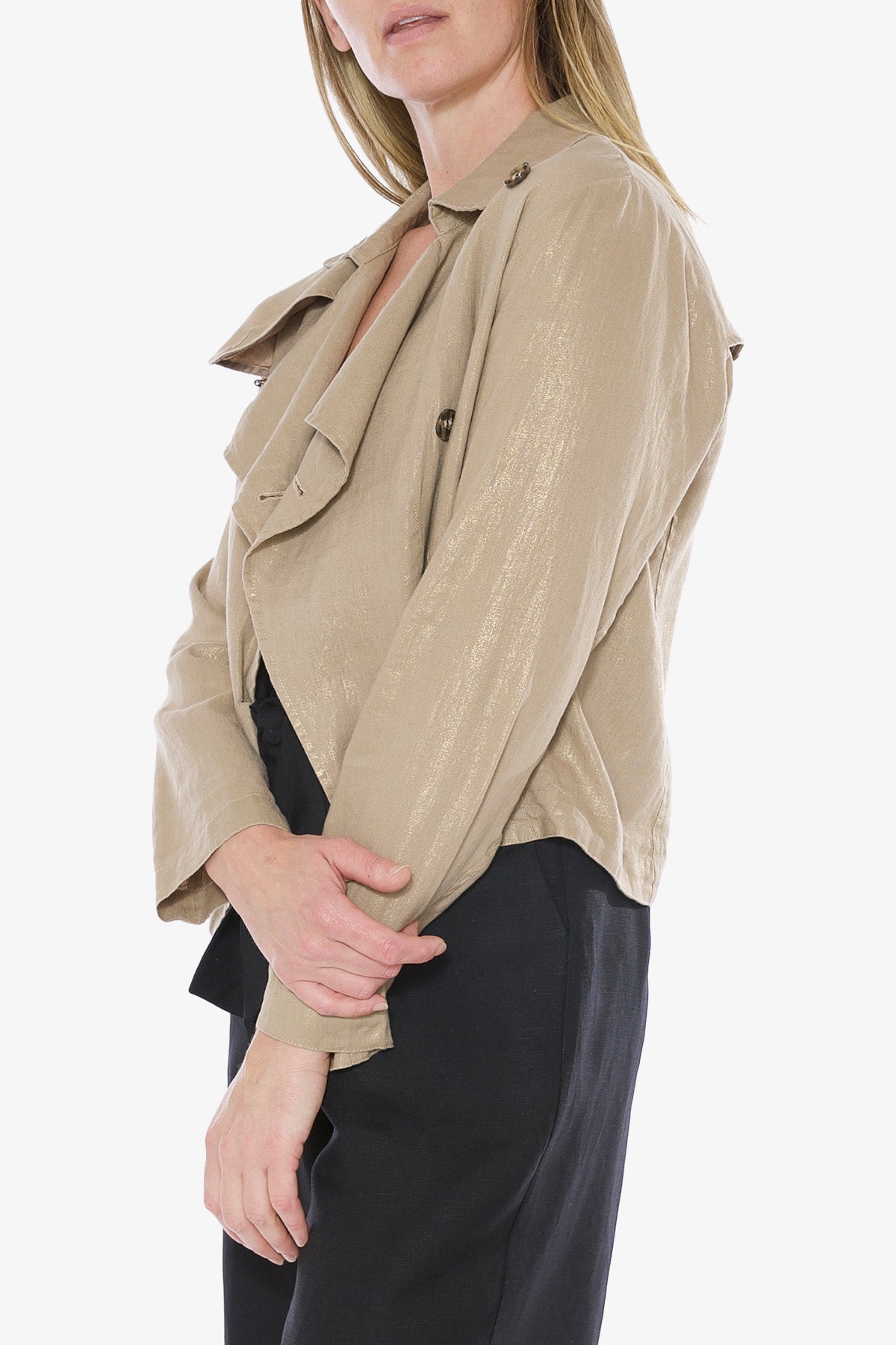 Metallic Linen Jacket Safari Foil