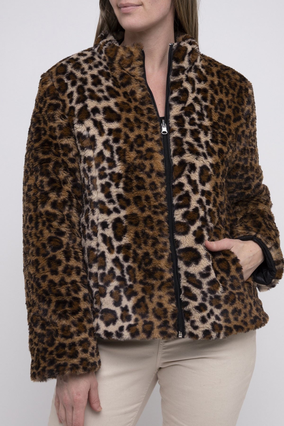 Reversible Puffer Jacket Animal Print / Black