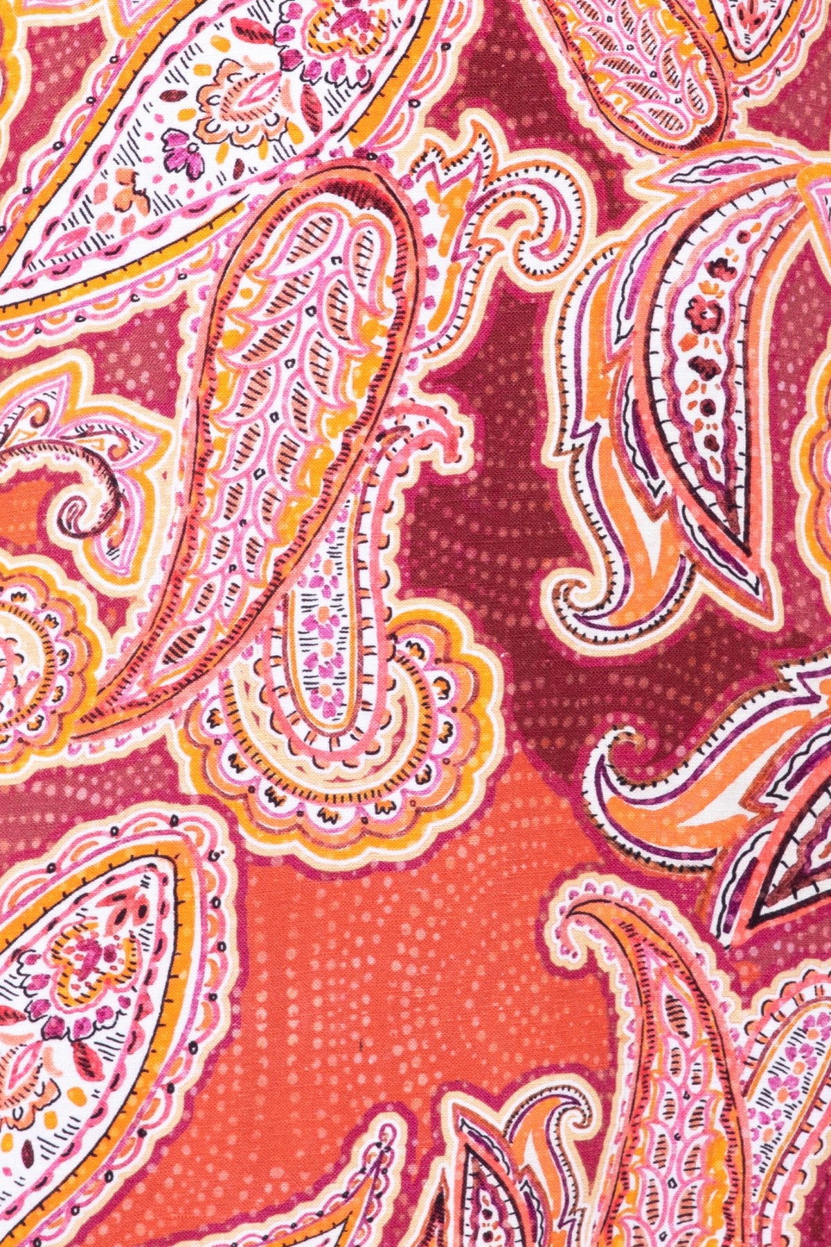 Short Sleeve Paisley Print Dress Orange