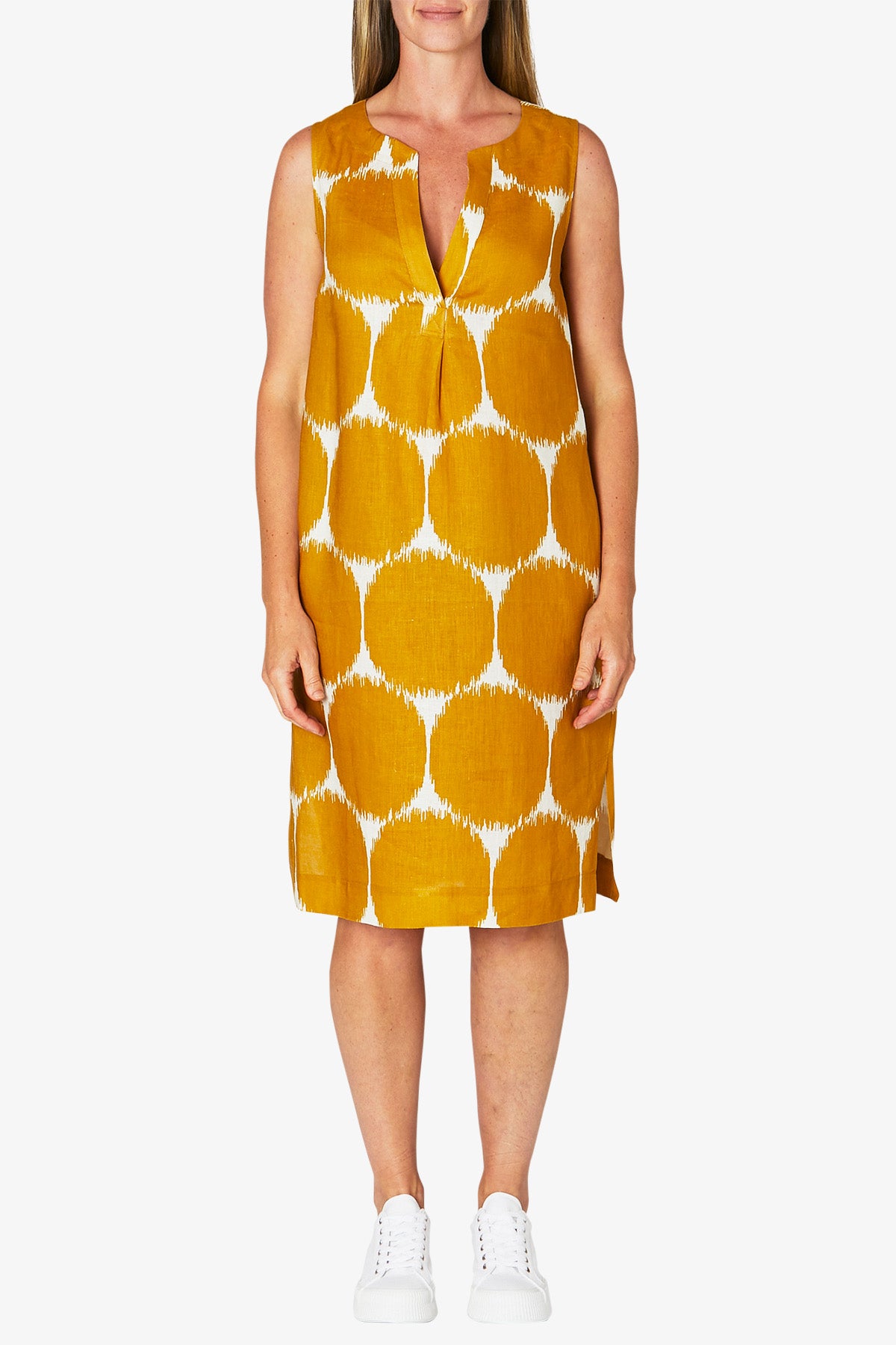 Gold spot print outlet dress