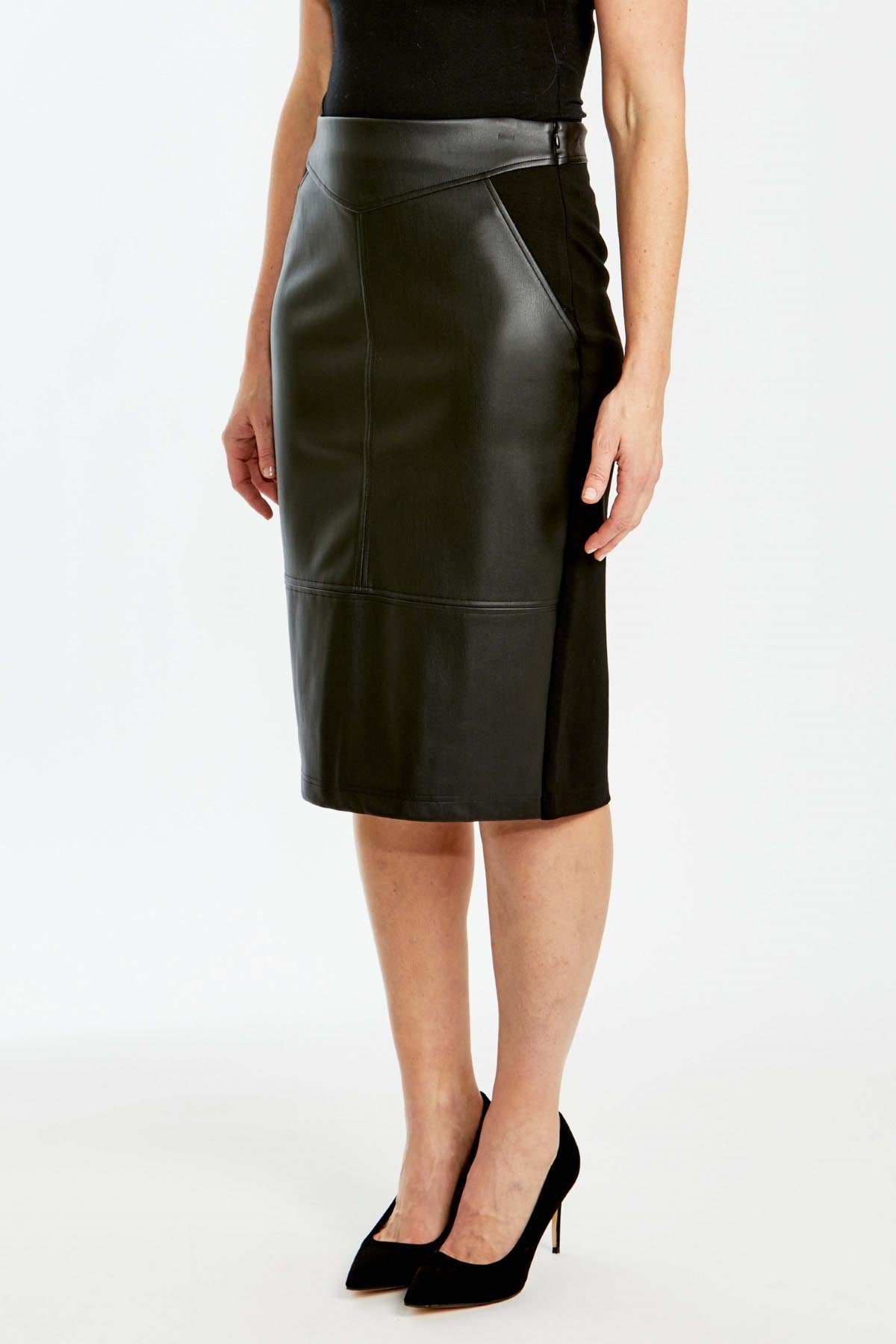 Spliced Ponte Skirt Black