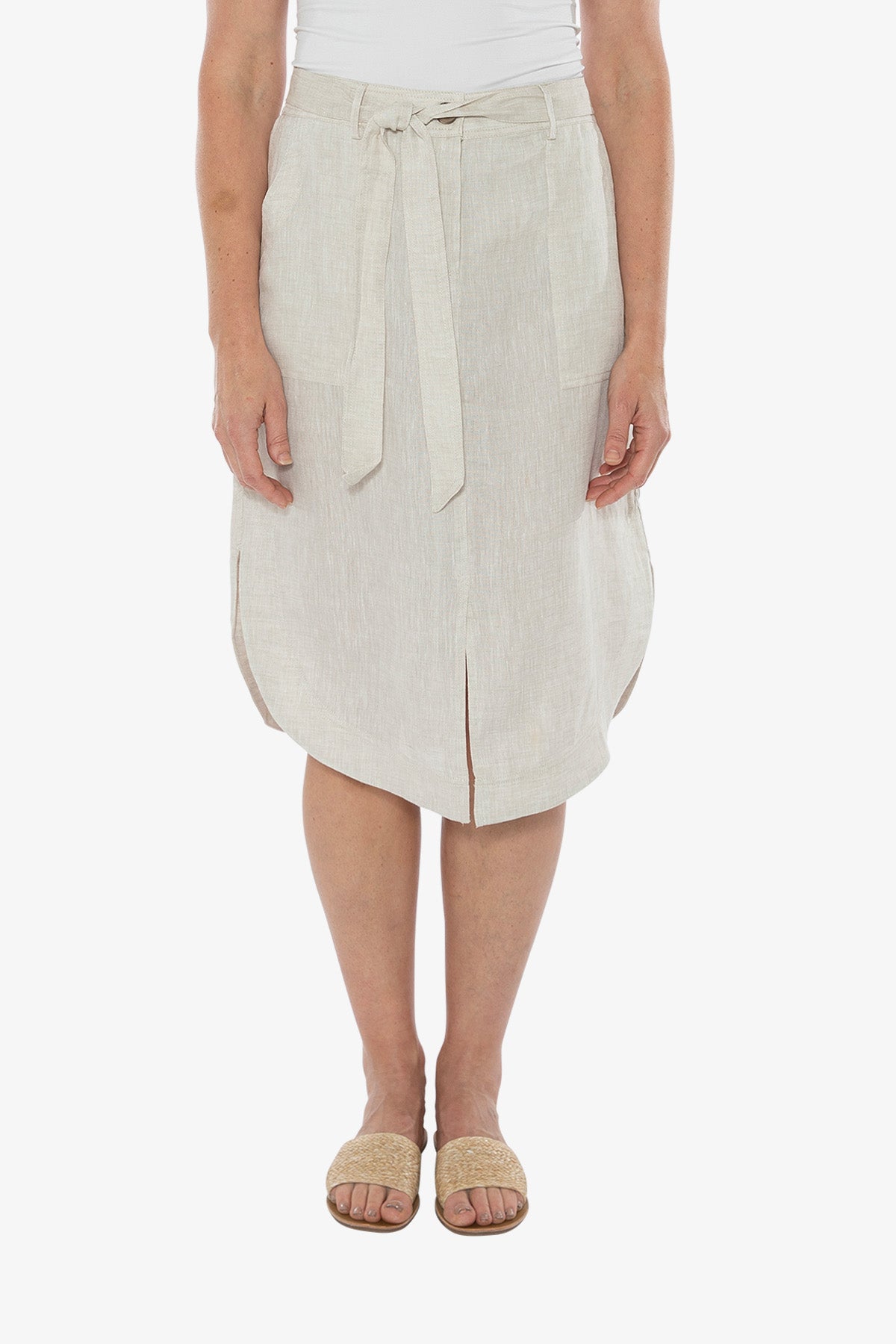 Linen curved hem clearance skirt