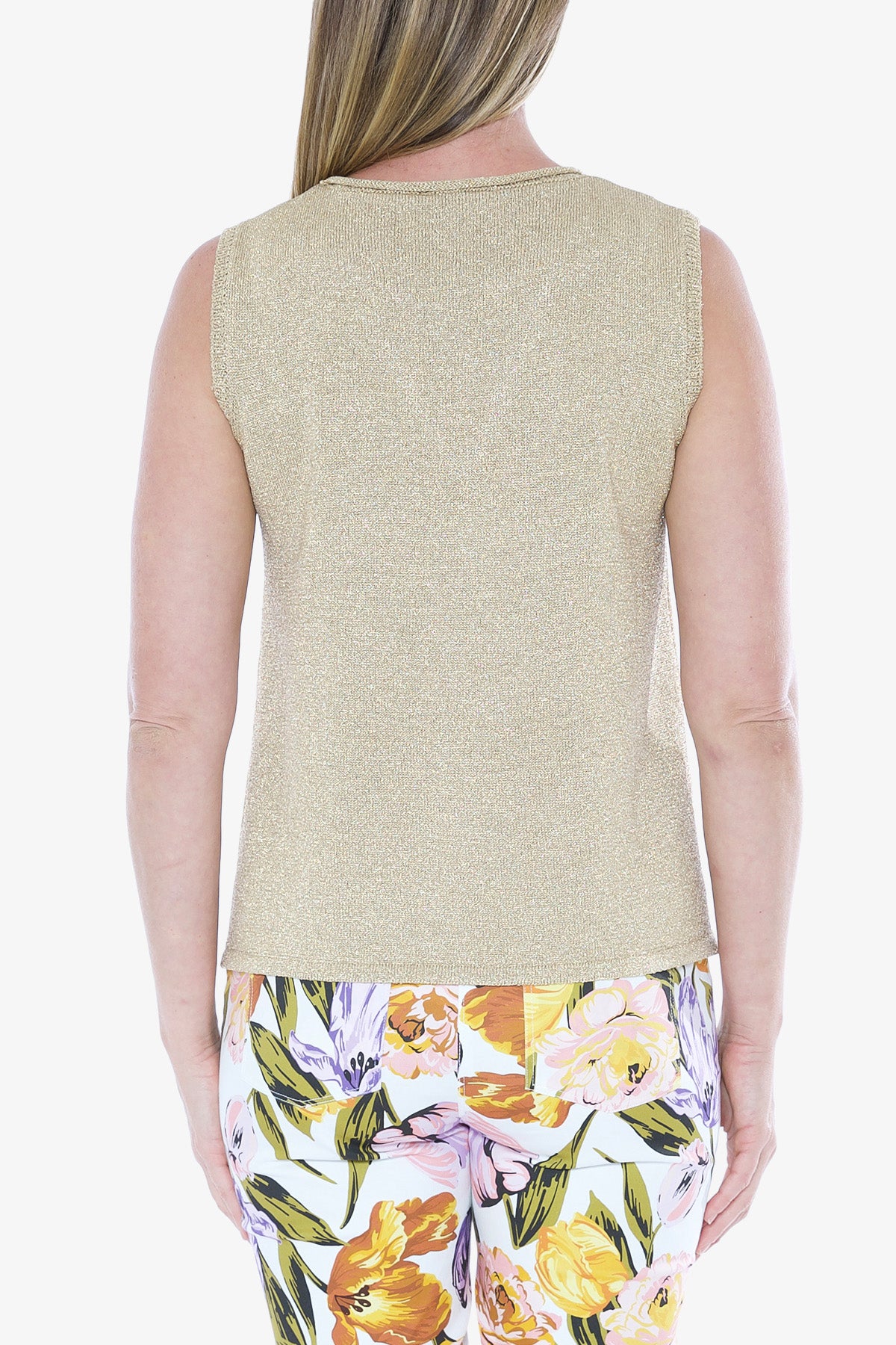 Lurex Sleeve Less Top Gold