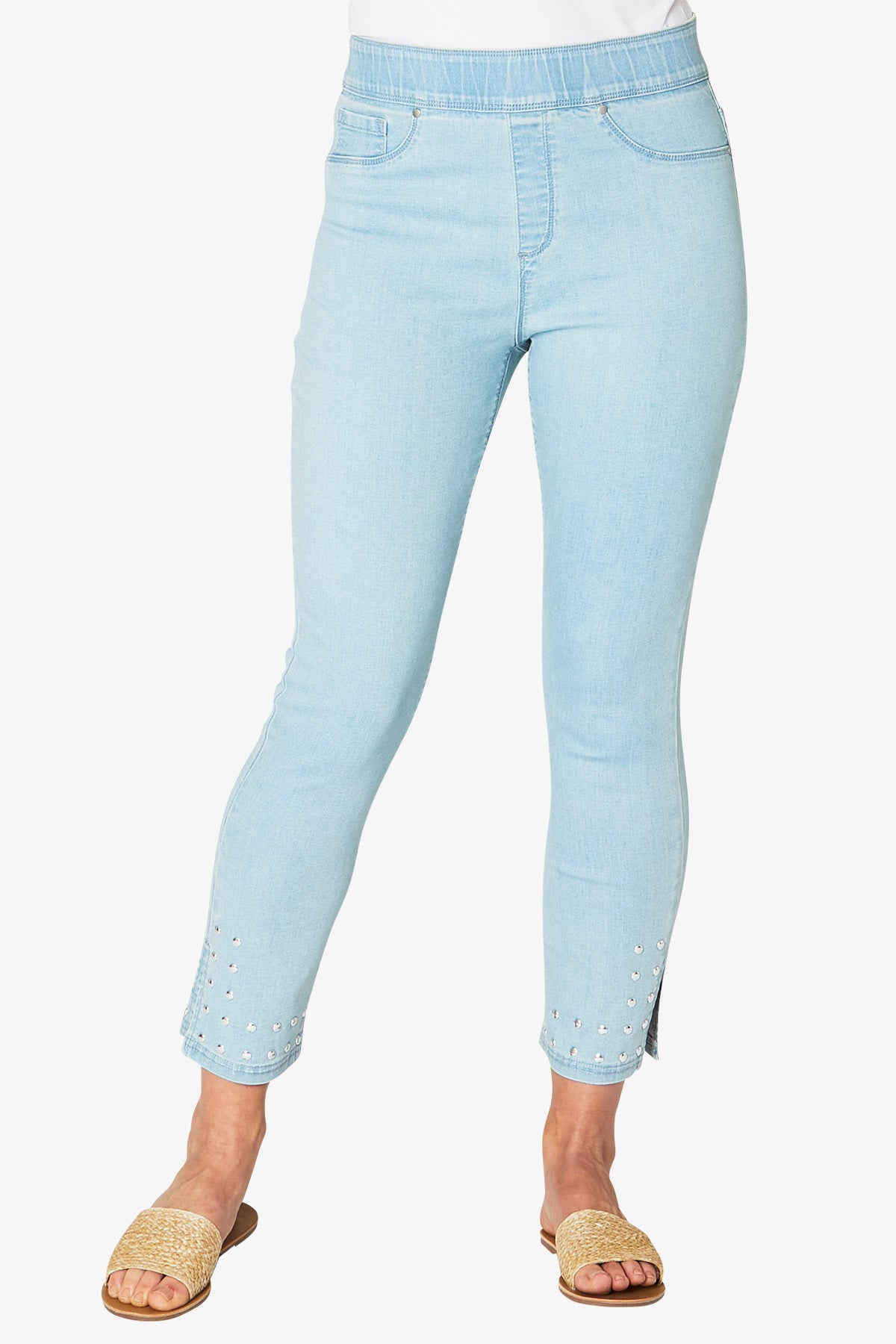 Pull On Stud Trim Jean Denim