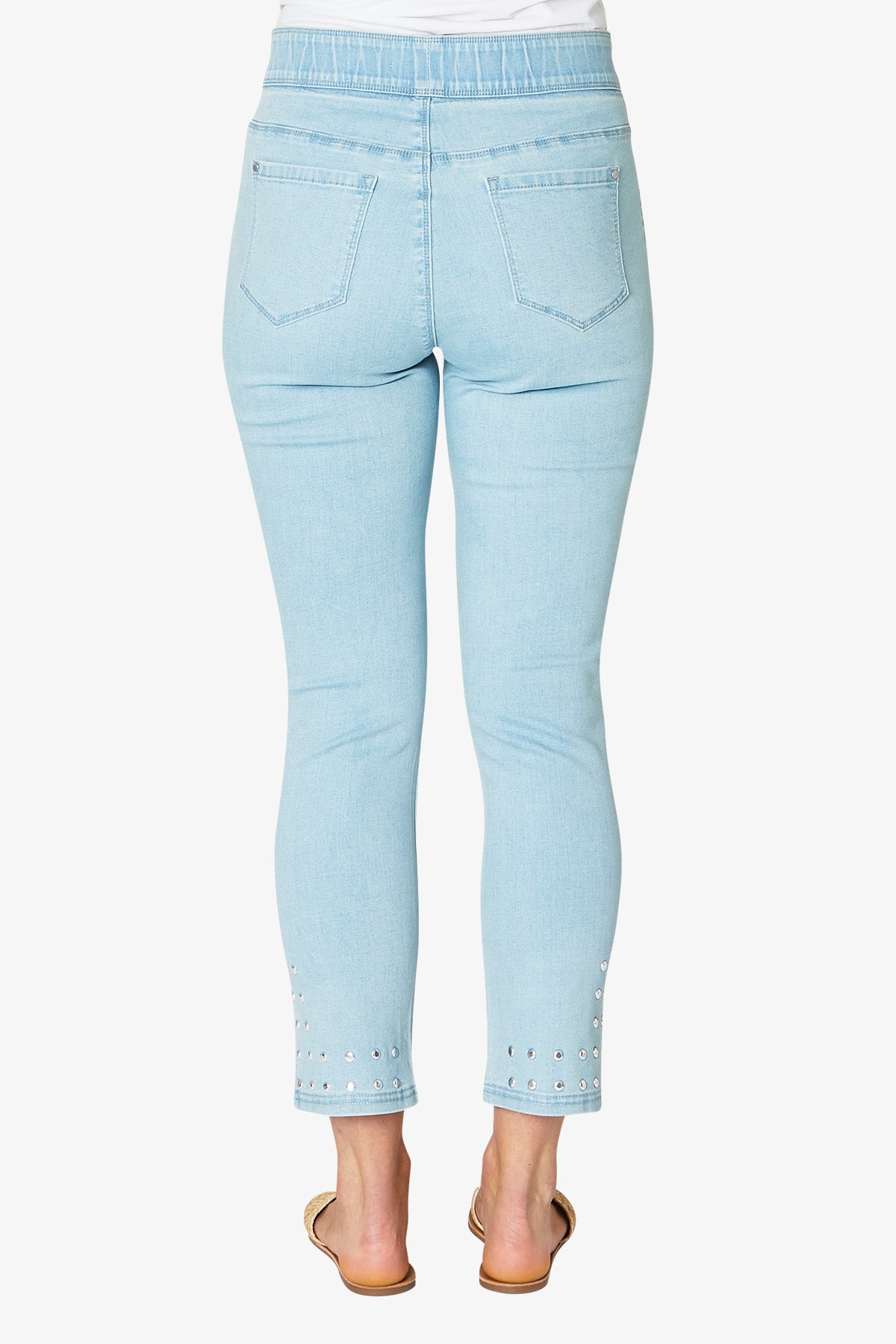 Pull On Stud Trim Jean Denim