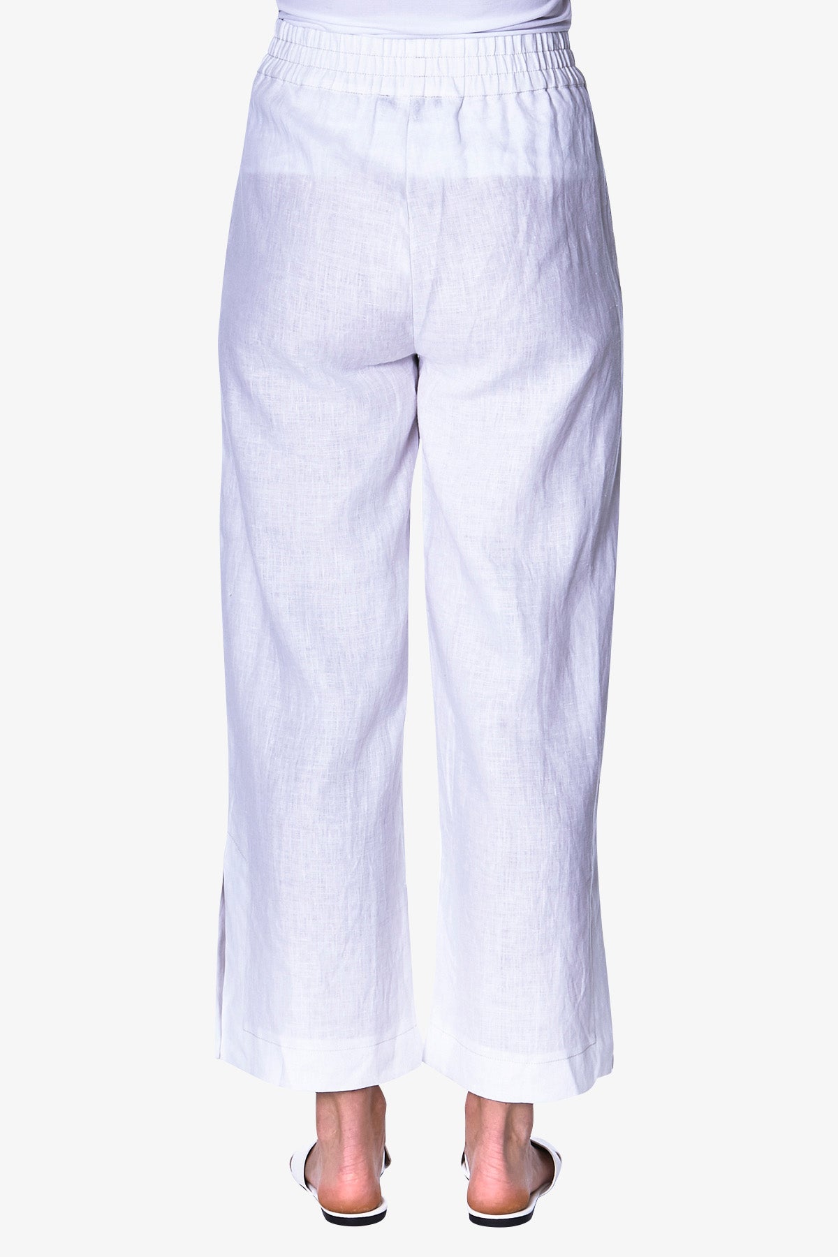 Stitch Detail Linen Culottes White