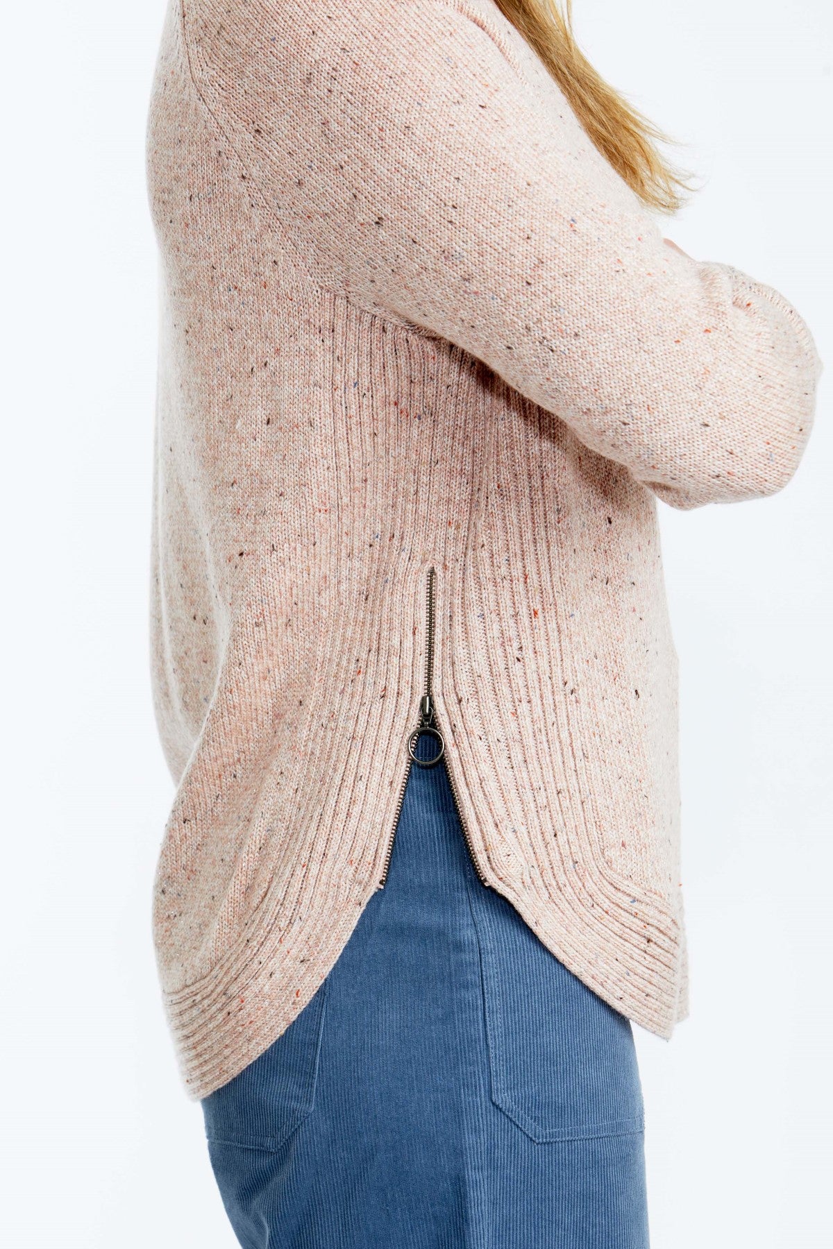 Zip Trim Pullover Blush