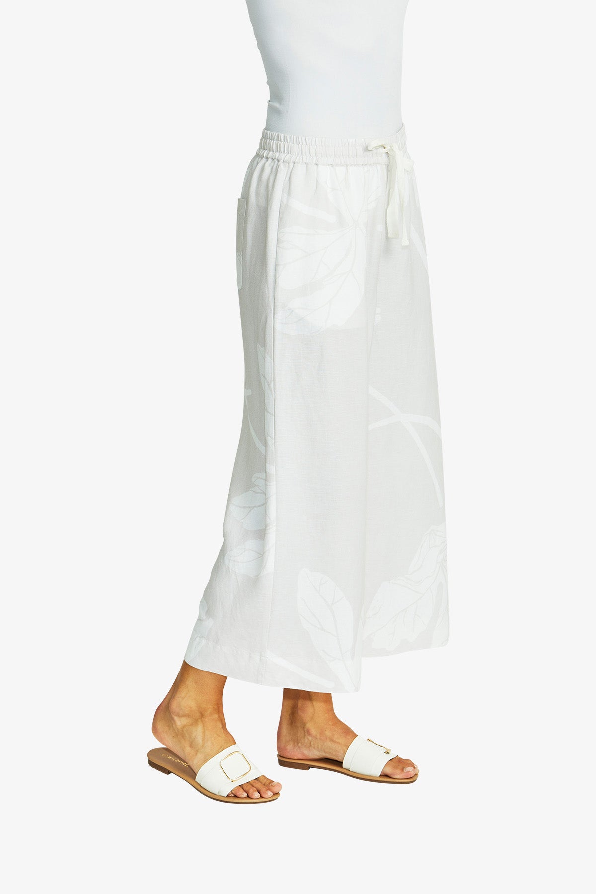 Atlas Wide Leg Pant in Flax/White