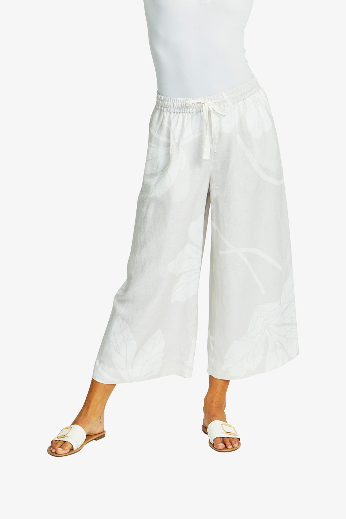 Atlas Wide Leg Pant in Flax/White