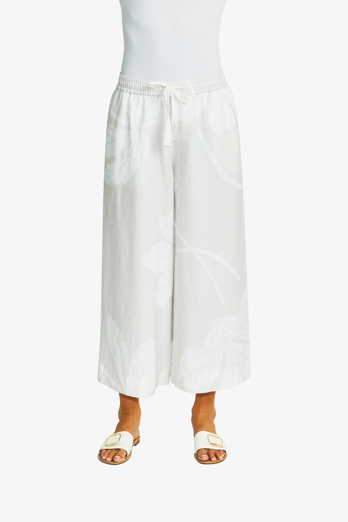Atlas Wide Leg Pant in Flax/White