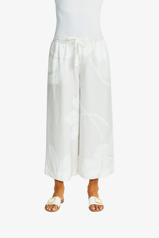 Atlas Wide Leg Pant in Flax/White