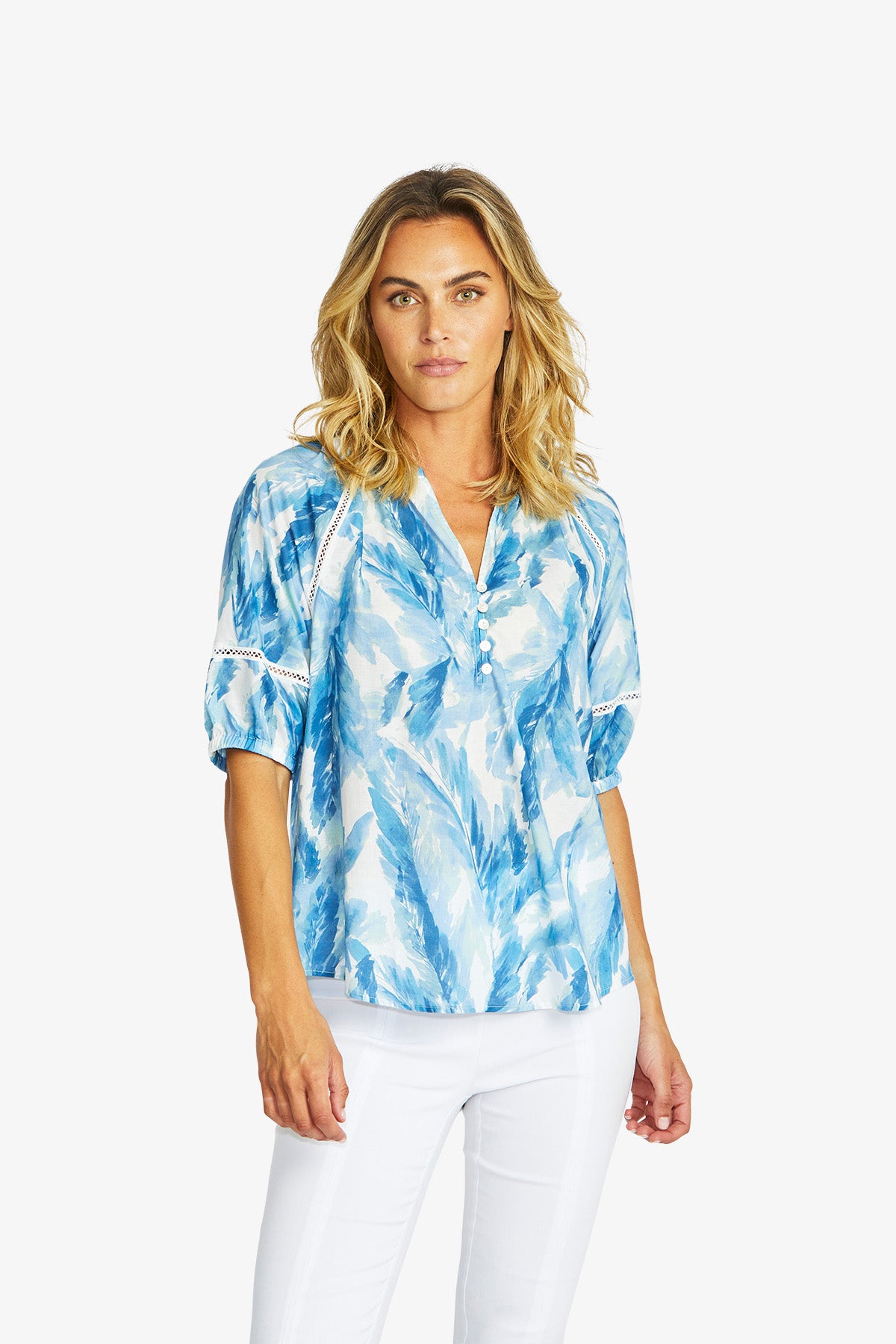 Chloe Button Trim Top Porcelain Print