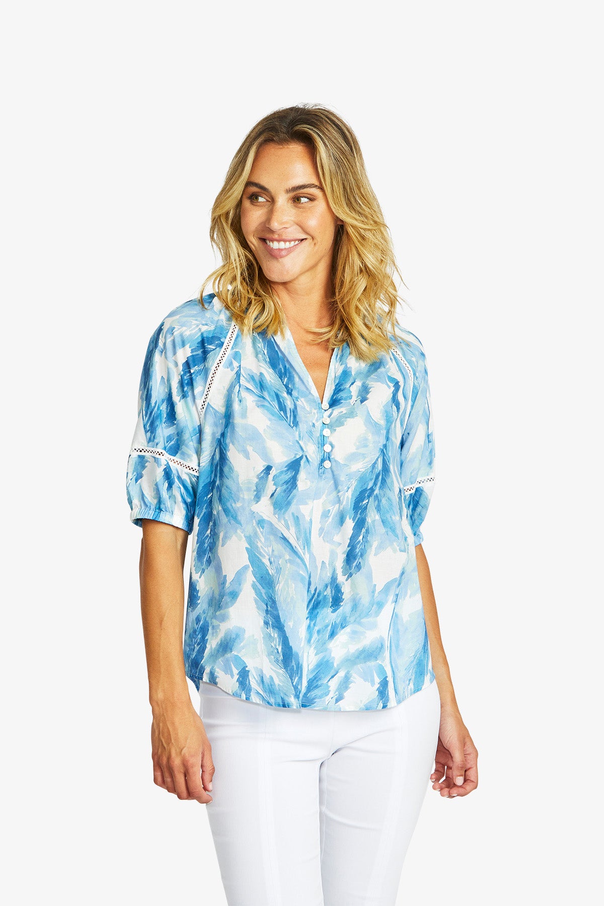 Chloe Button Trim Top Porcelain Print