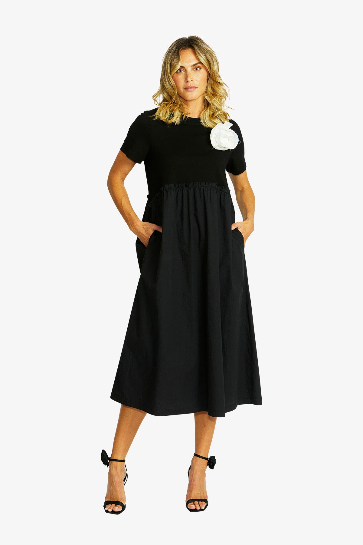 Women's Rosette Dress in Black | Coco
