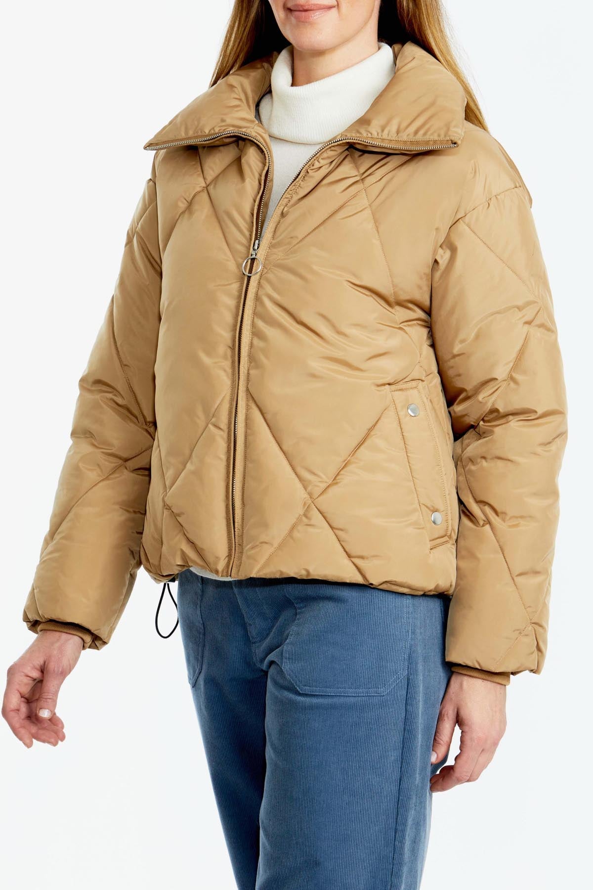 Women's Crop Puffer Jacket in Brown