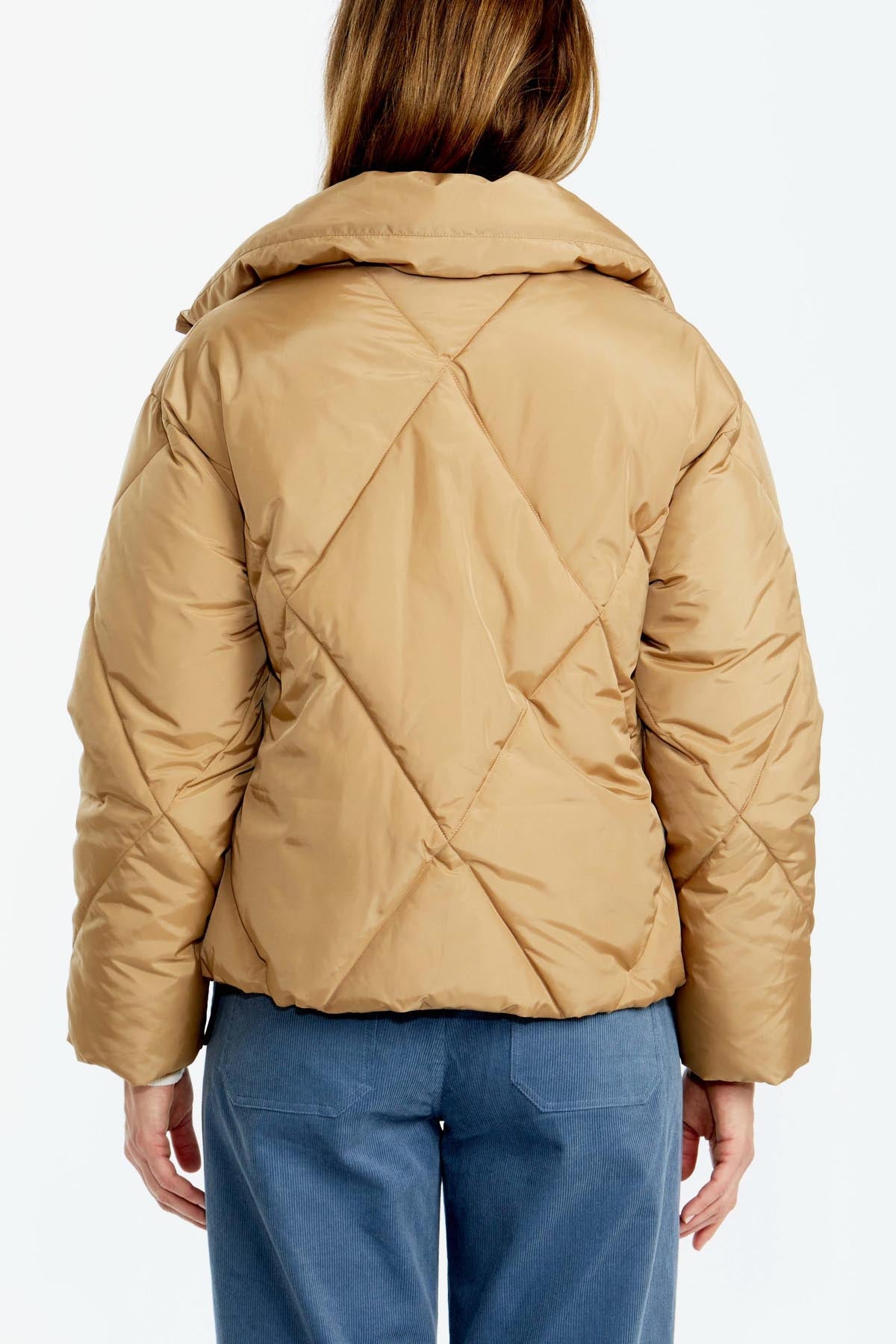 Women's Crop Puffer Jacket in Brown