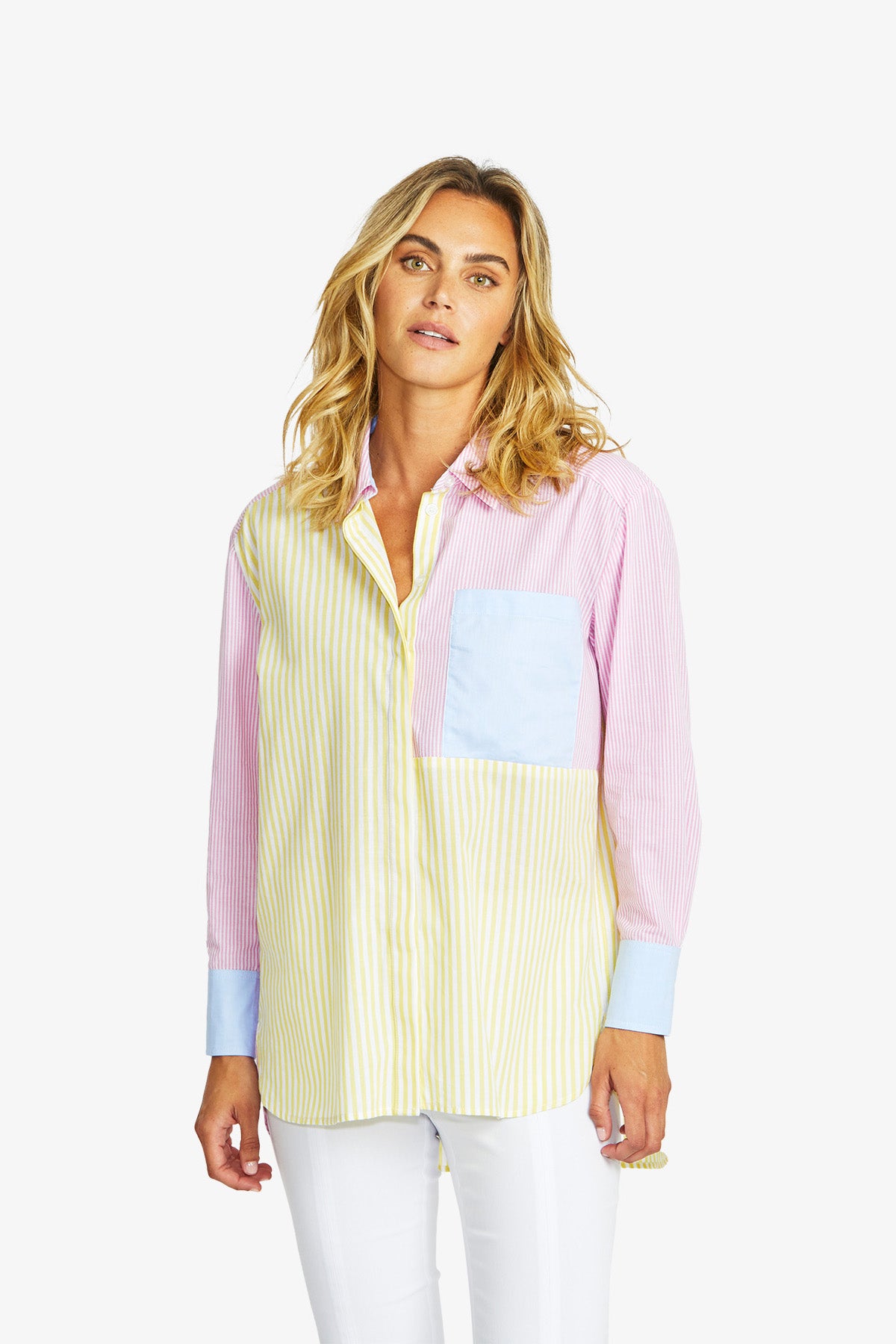 Cruz Spliced Stripe Shirt in Buttercup