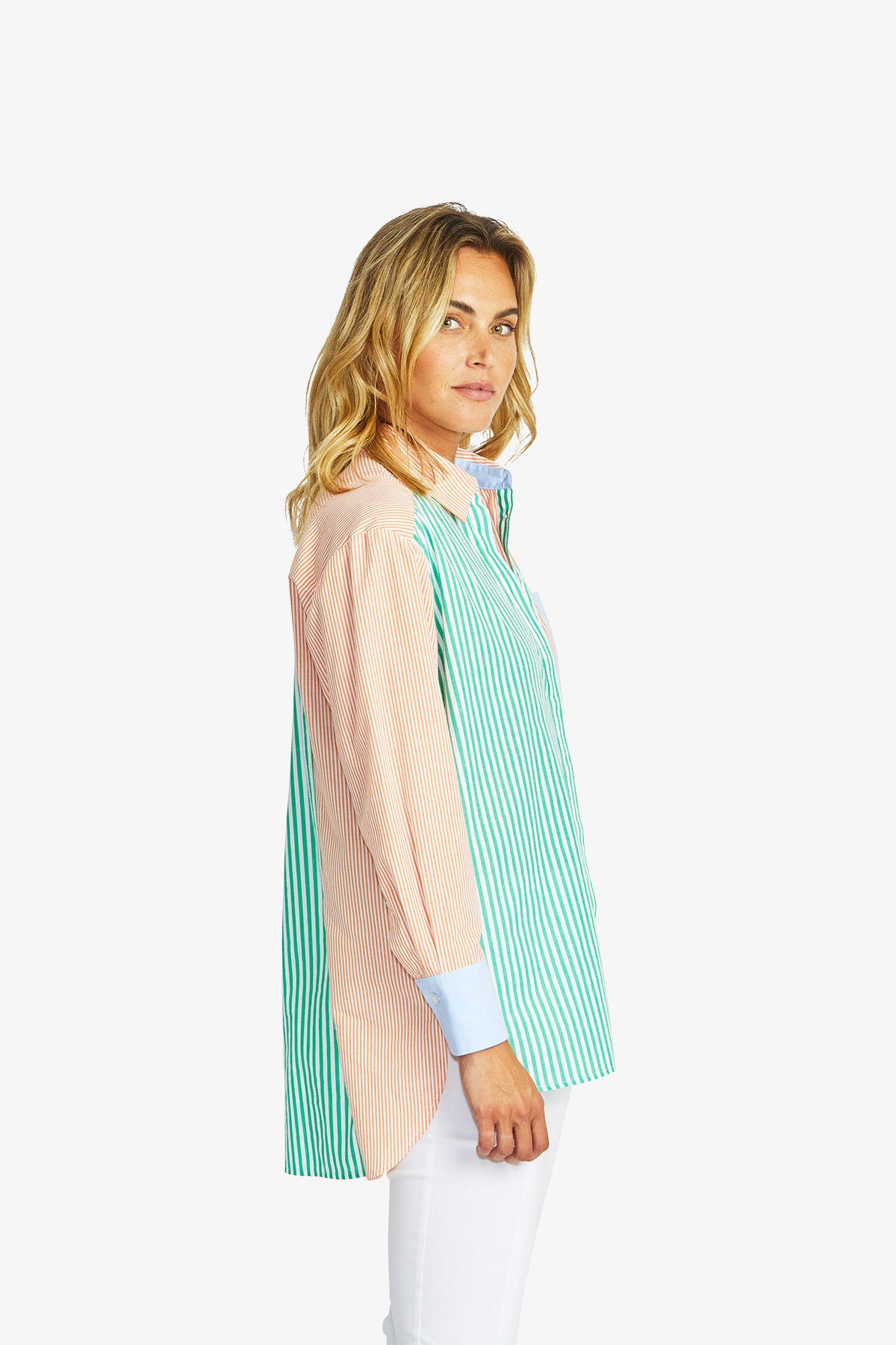 Cruz Spliced Stripe Shirt in Parrot Combo