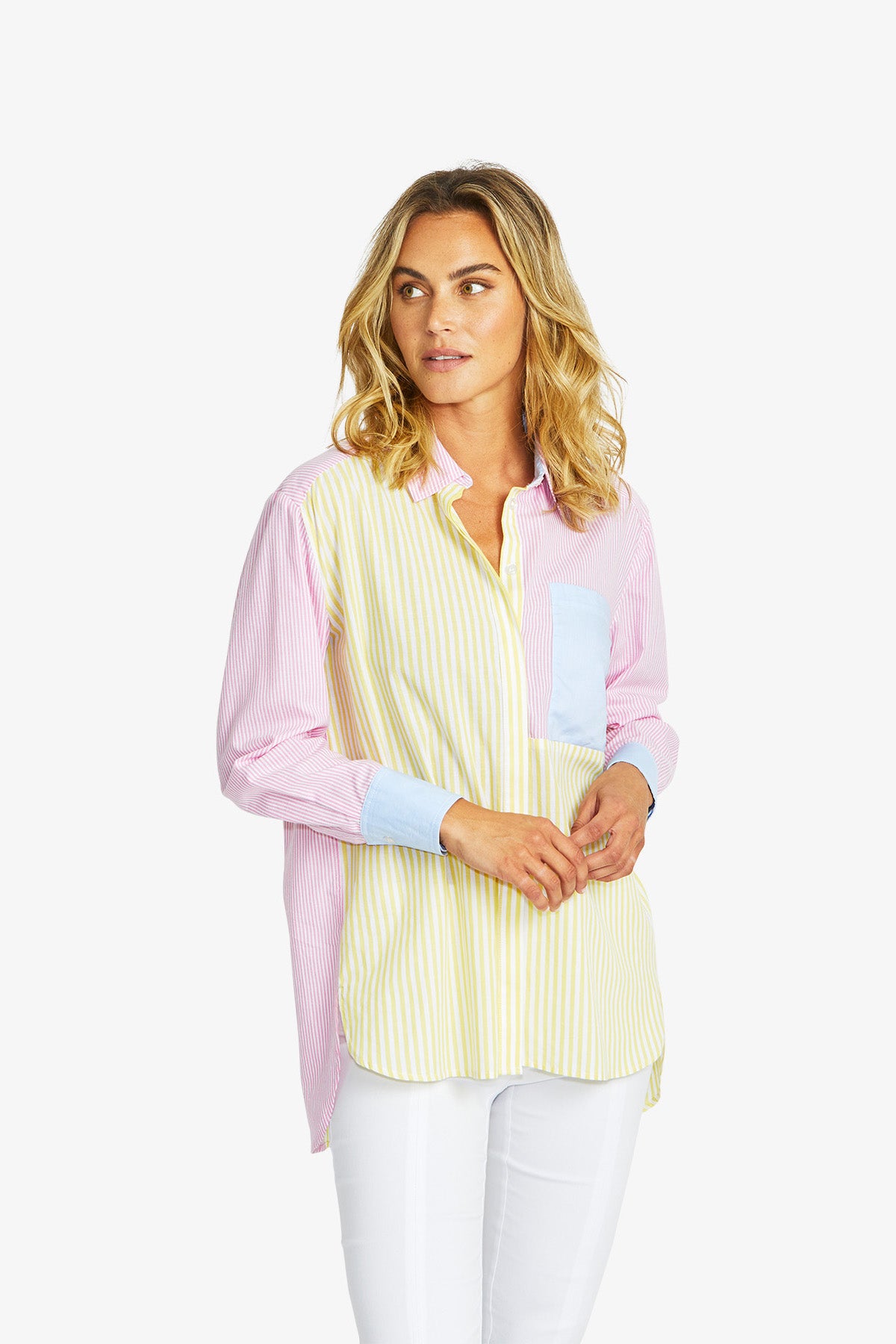 Cruz Spliced Stripe Shirt in Buttercup
