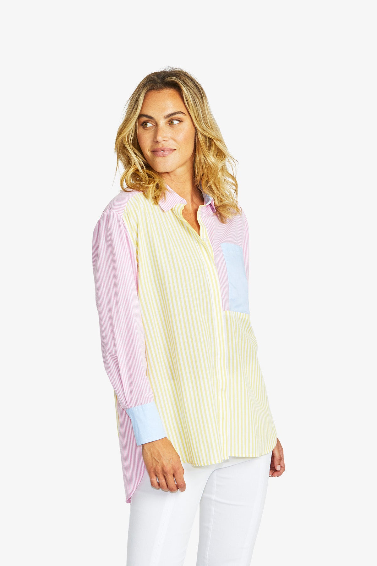 Cruz Spliced Stripe Shirt in Buttercup