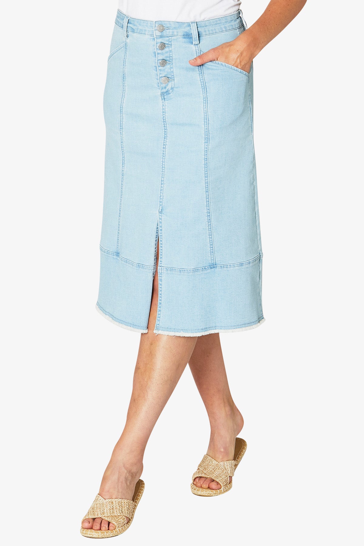 Denim Midi Skirt Blue