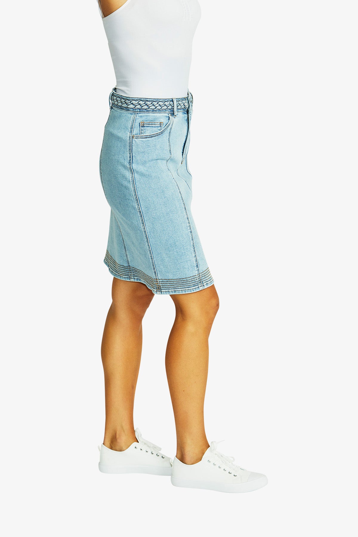 Women's Denim Skirt in Pale Blue | Amelia