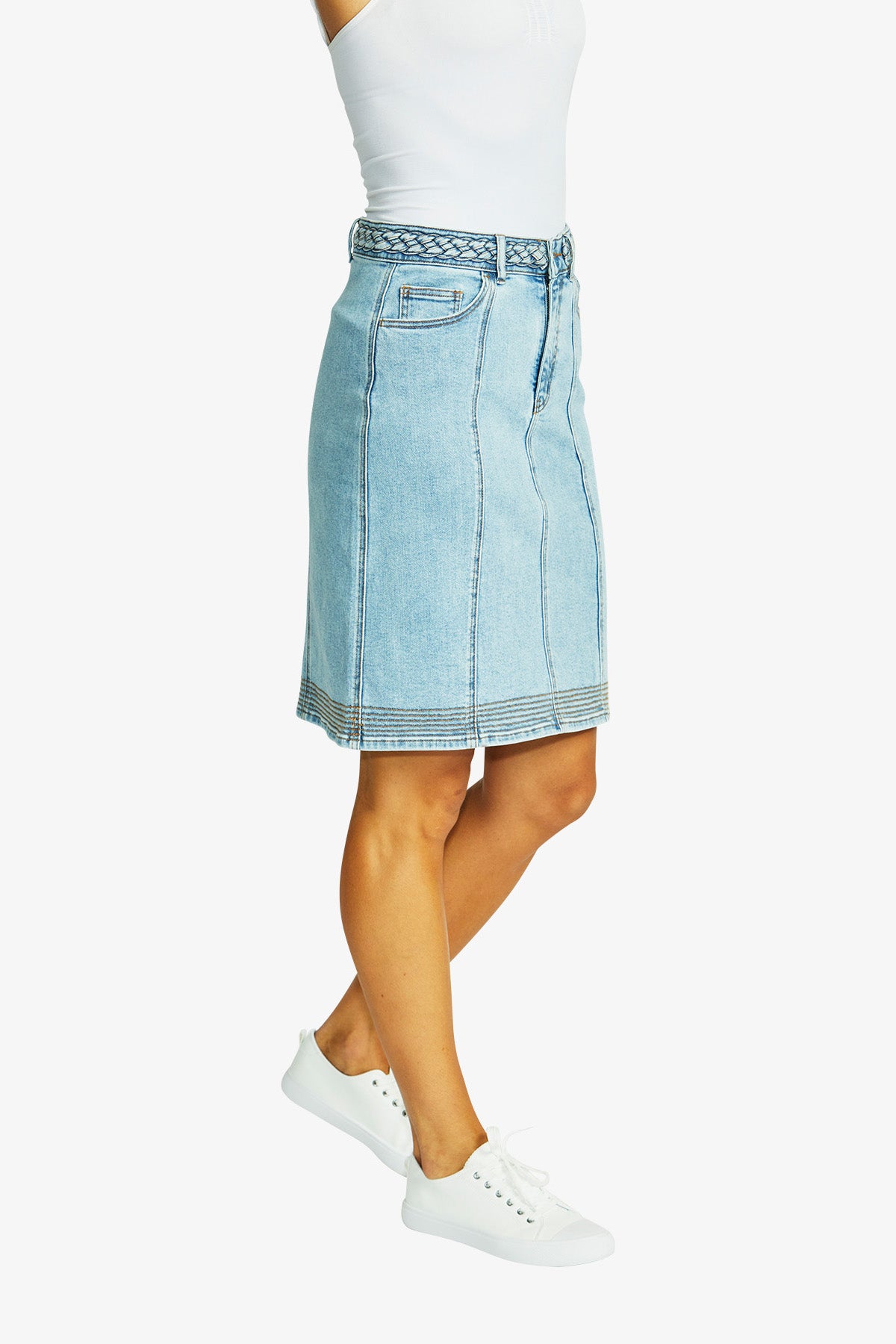 Women's Denim Skirt in Pale Blue | Amelia