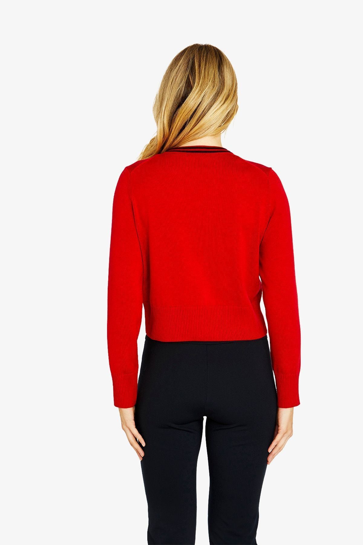 Womens Grace Tipped Cardigan Red P605005